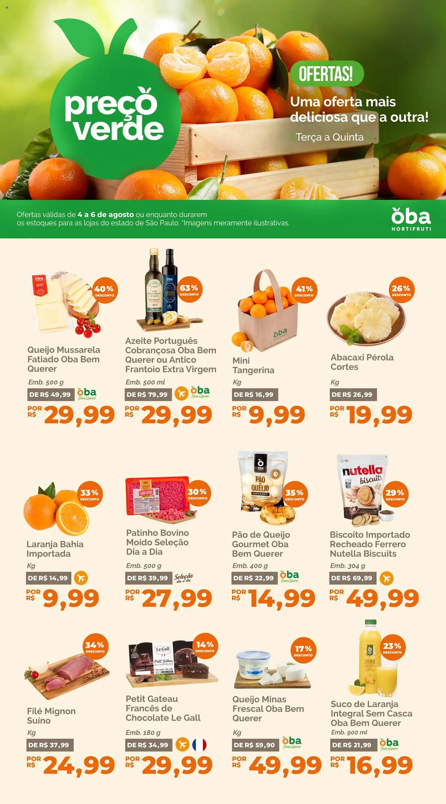 Ofertas Oba Hortifruti até 06/08/2026.
