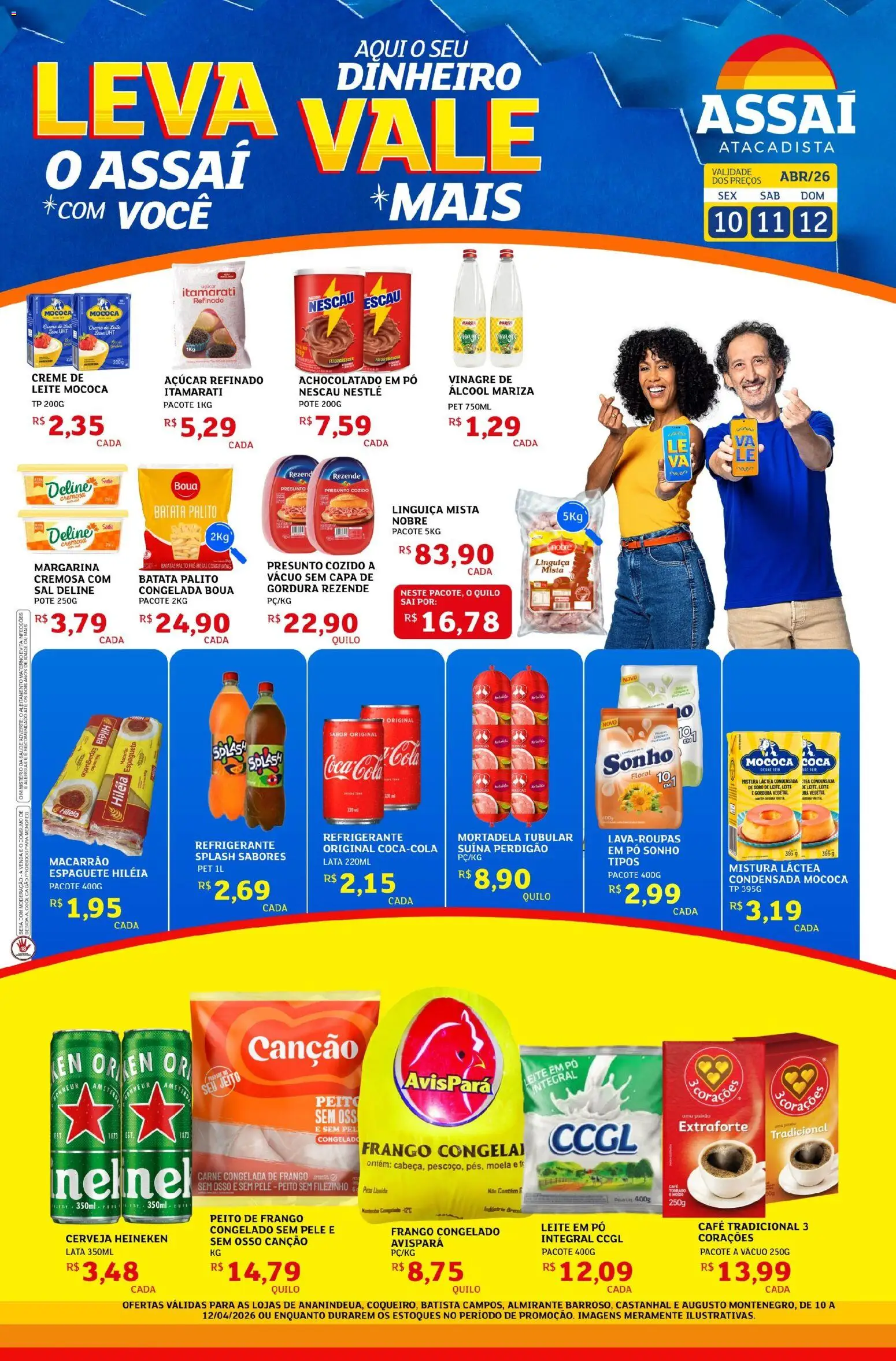 Pré-Visualização do folheto "Assaí Atacadista ofertas - PA" da loja Assaí Atacadista válido a partir de 10/04/2026 - Heineken, Macarrão, Sal, Álcool, Frango, Refrigerante, Espaguete, Achocolatado