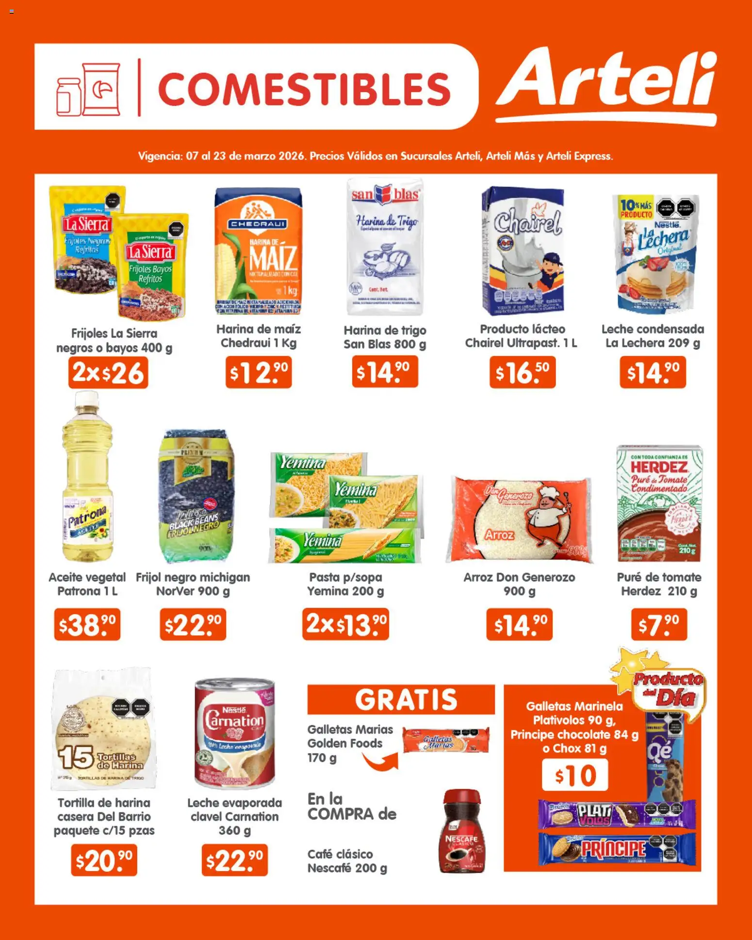 Vista previa las ofertas de la tienda Arteli - Arteli folleto Quincenal desde el 07/03/2026 - Café, Galletas, Leche, Pasta, Frijoles, Tortillas, Harina, Pure de Tomate