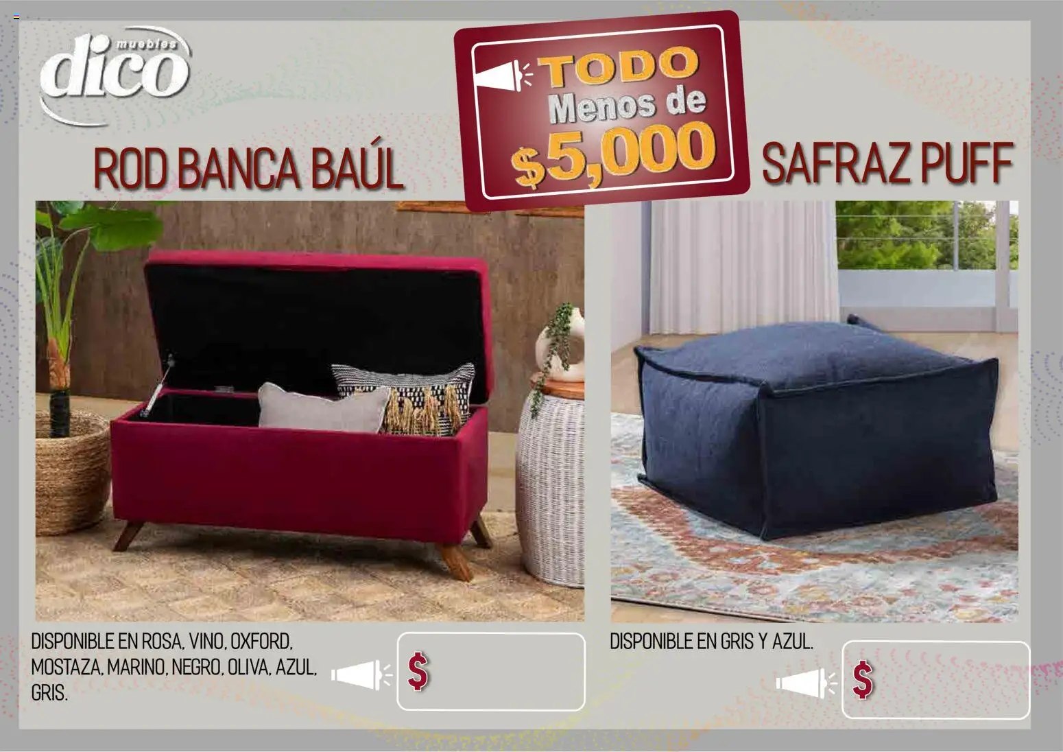Vista previa las ofertas de la tienda Muebles Dico - Muebles Dico catálogo Todo menos de 5000 Pacifico desde el 09/04/2026 