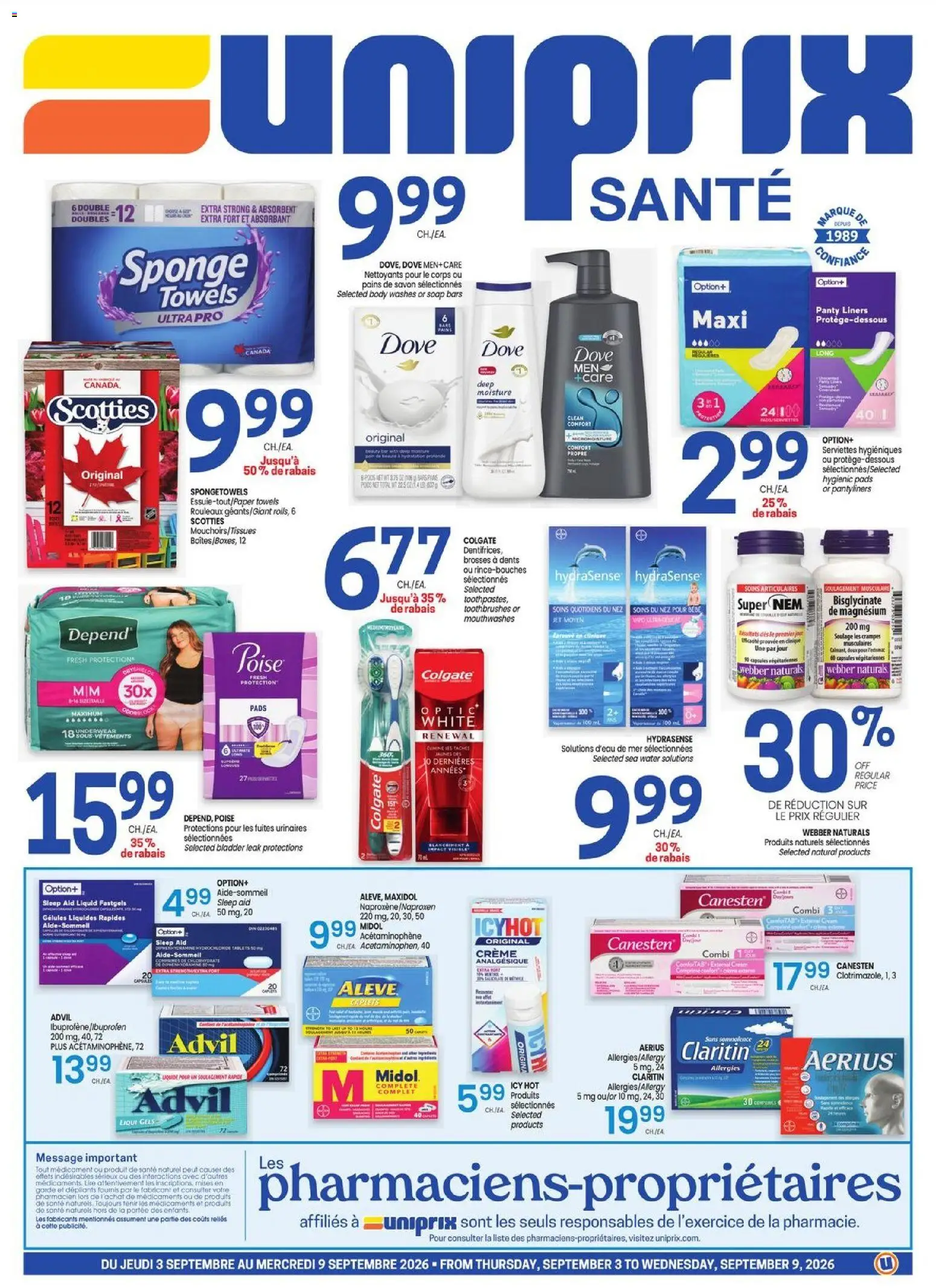 Preview of leaflet Uniprix - Uniprix Sante from shop Uniprix is valid from Sep 03, 2026