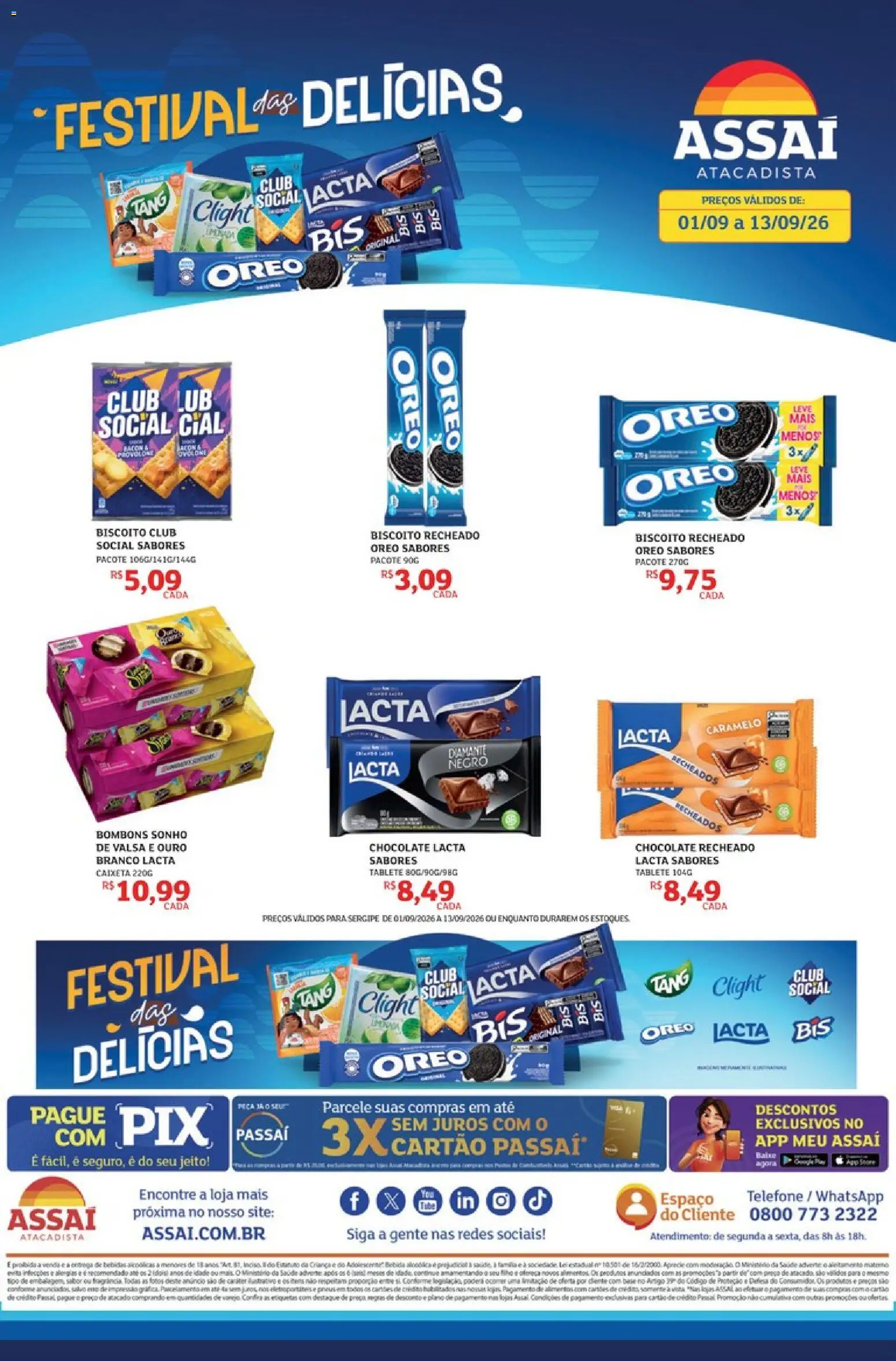 Pré-Visualização do folheto "Assaí Atacadista ofertas - SE" da loja Assaí Atacadista válido a partir de 01/09/2026 - Telefone, Chocolate, Sonho, Bebida, Biscoito, Biscoito recheado