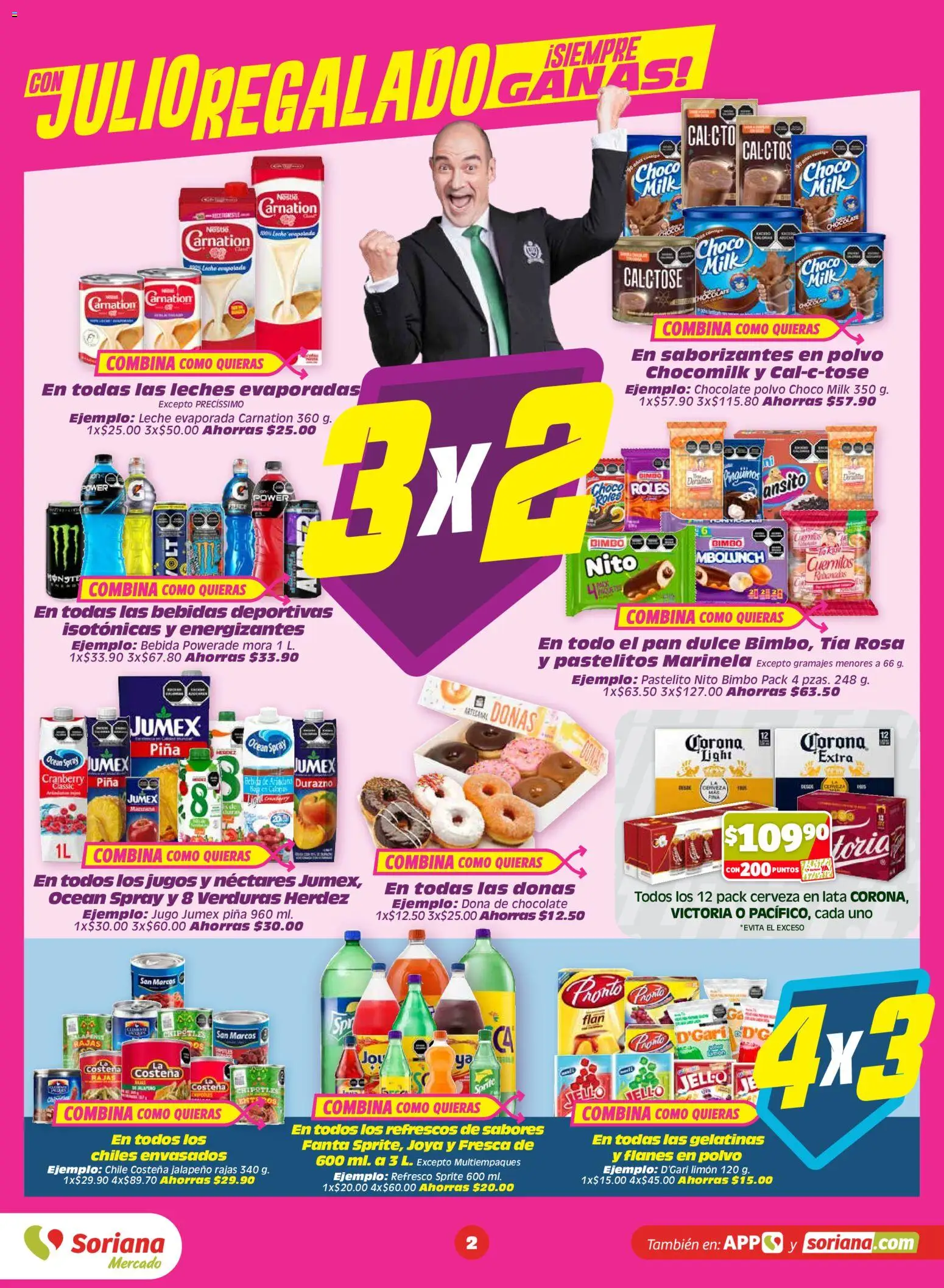 Vista previa las ofertas de la tienda Soriana - Soriana Julio Regalado Mercado Nacional desde el 03/07/2026 - Chocolate, Cerveza, Verduras, Chile, Bebidas, Durazno, Piña, Polvo