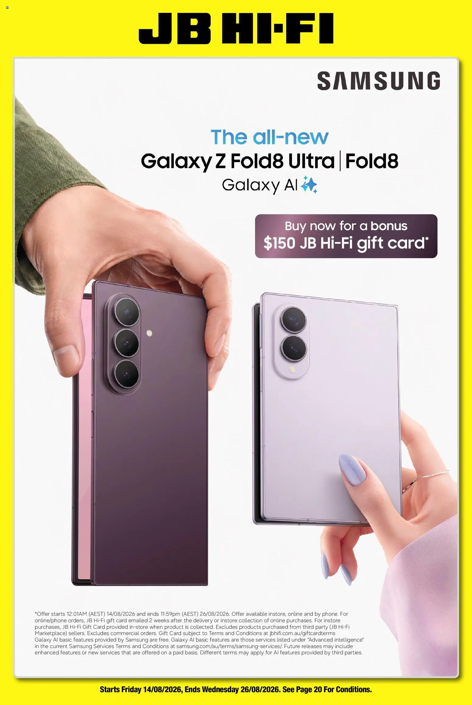 Preview of catalogue JB Hi-Fi Samsung Galazy Z Fold8 from shop JB Hi-Fi valid 14/08/2026