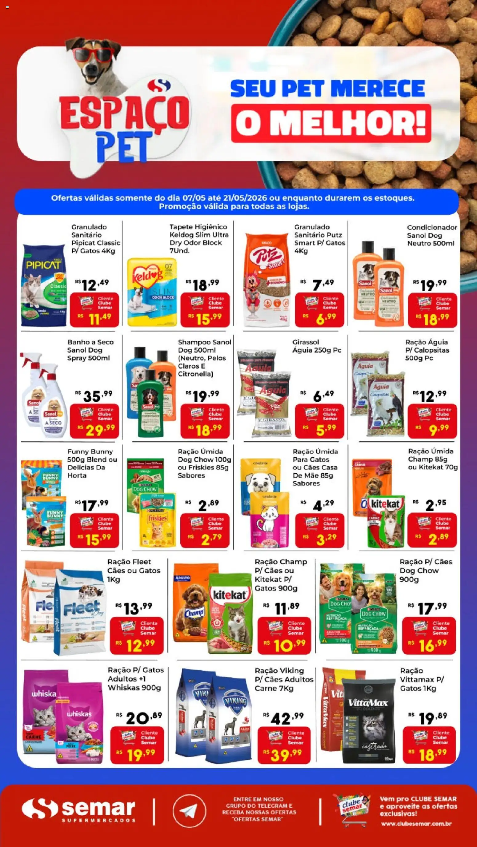 Pré-Visualização do folheto "Semar Supermercado ofertas Espaço Pet" da loja Semar Supermercado válido a partir de 07/05/2026