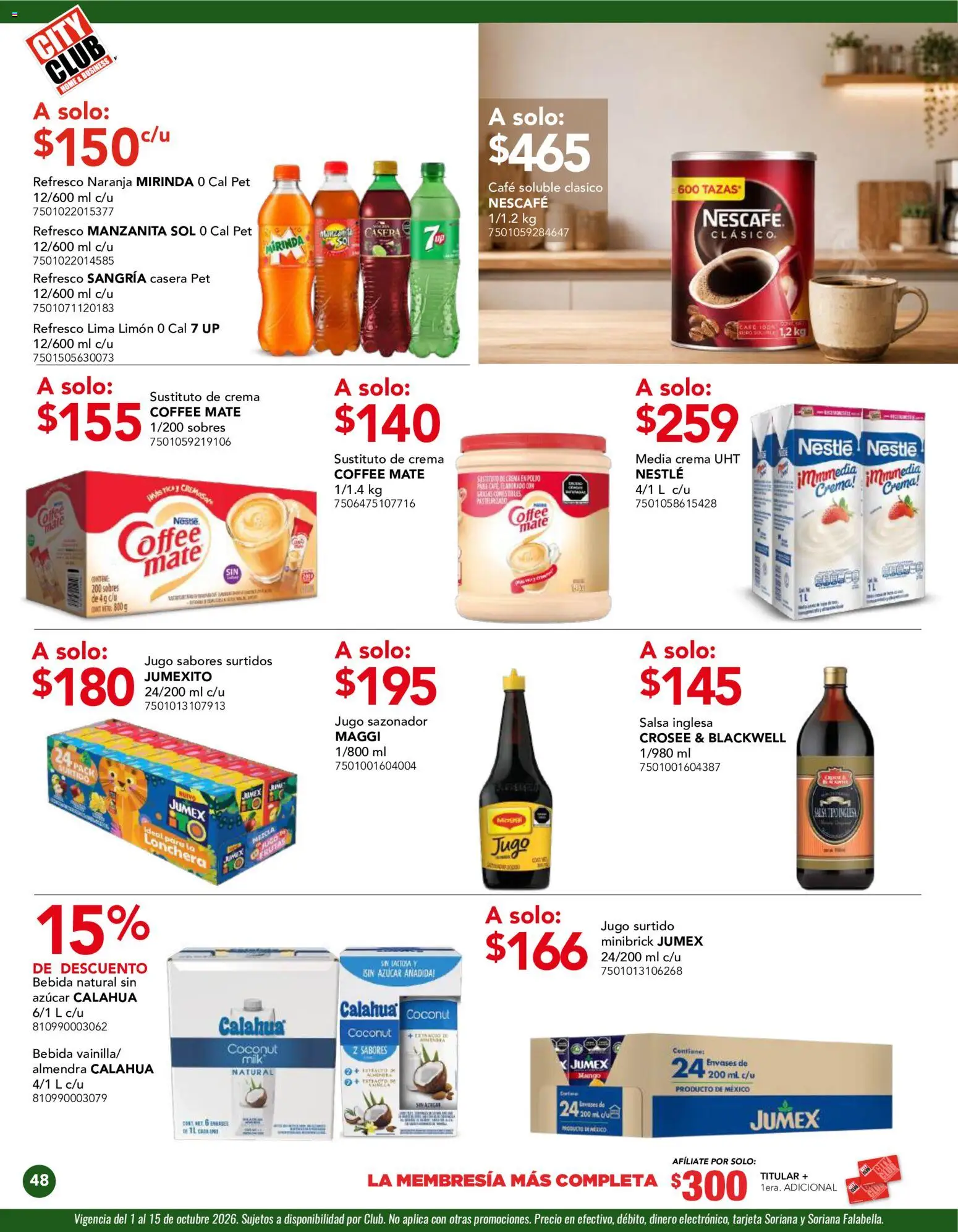 Vista previa las ofertas de la tienda City Club - City Club catálogo desde el 01/10/2026 - Café, Mango, Azúcar, Limón, Lima, Refresco, Café soluble, Almendra