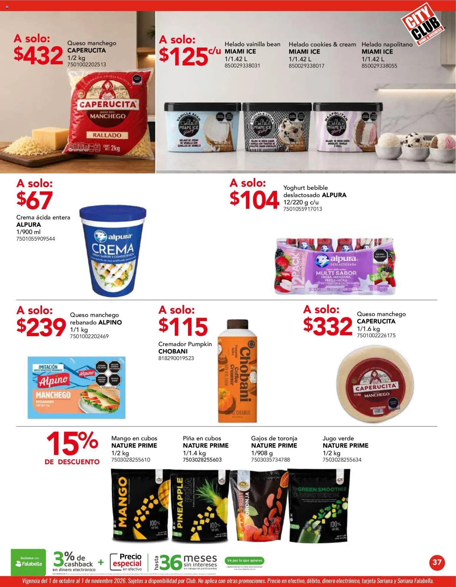 Vista previa las ofertas de la tienda City Club - City Club catálogo desde el 01/10/2026 - Mango, Helado, Queso, Jugo, Smoothie, Piña, Vainilla, Toronja