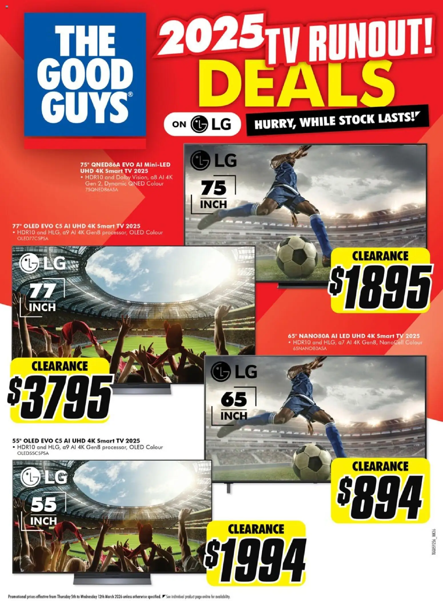 Preview of catalogue The Good Guys TV Runout Deals from shop The Good Guys valid 05/03/2026 - Tv, Smart tv