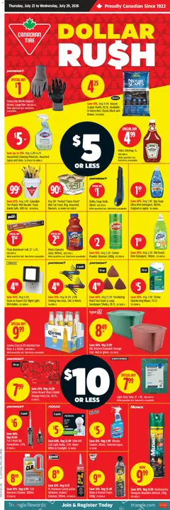 Un aperçu du dépliant Canadian Tire flyer - Dollar Rush du magasin Canadian Tire est valide à partir 23 juill. 2026