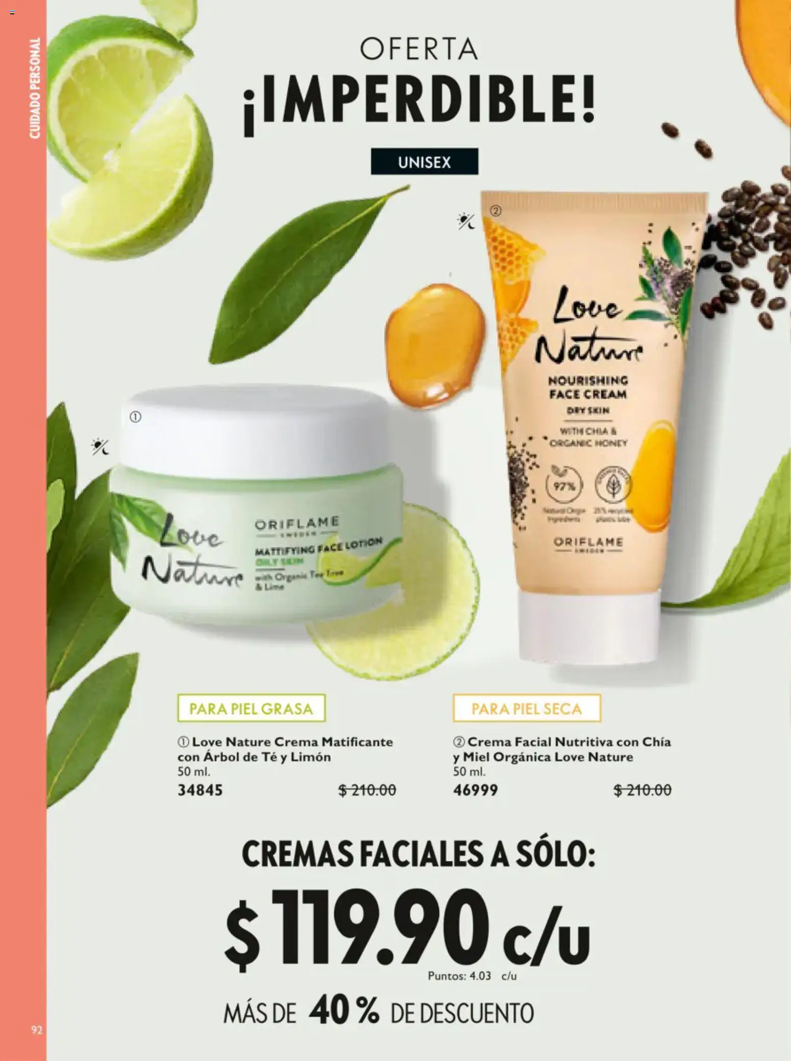 Vista previa las ofertas de la tienda Oriflame - Oriflame campaña 9 2026 desde el 20/06/2026 - Té, Limón, Crema, Miel, Crema facial