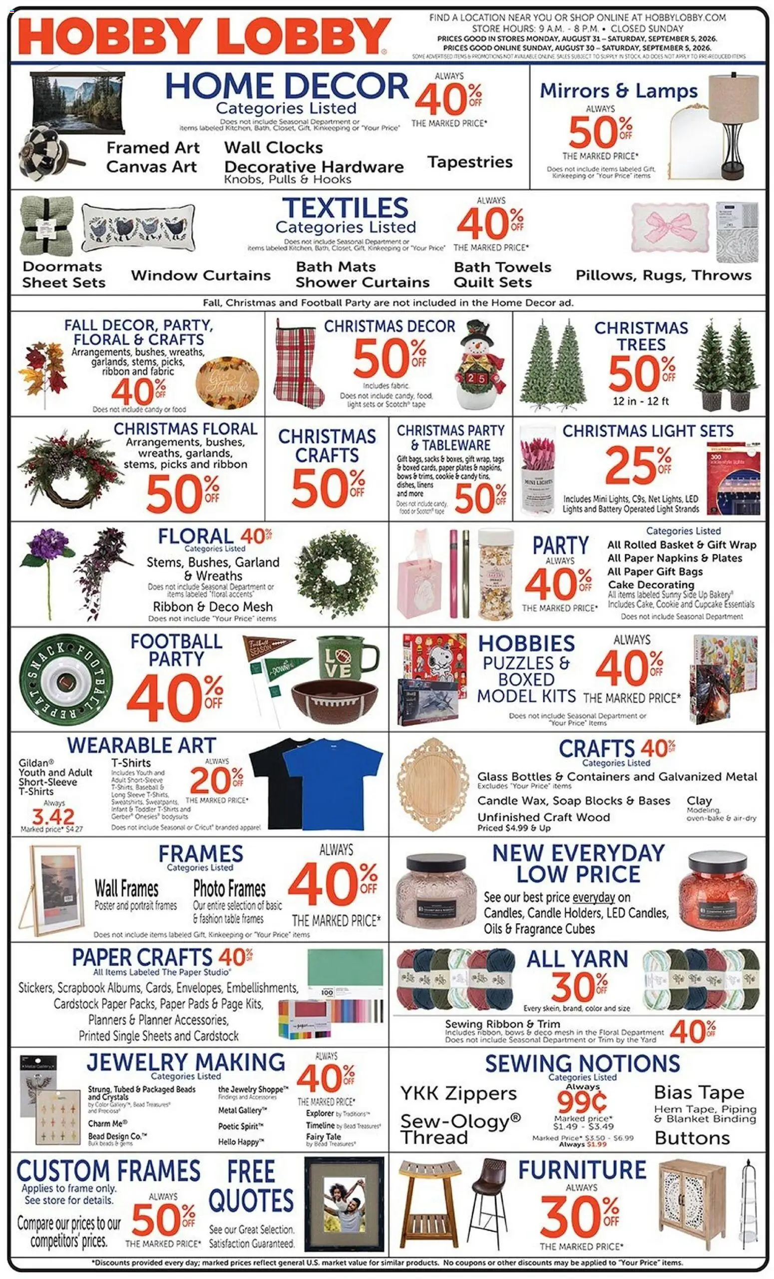 Ad Preview of Hobby Lobby Hobby Lobby Weekly Ad from 08/30/2026