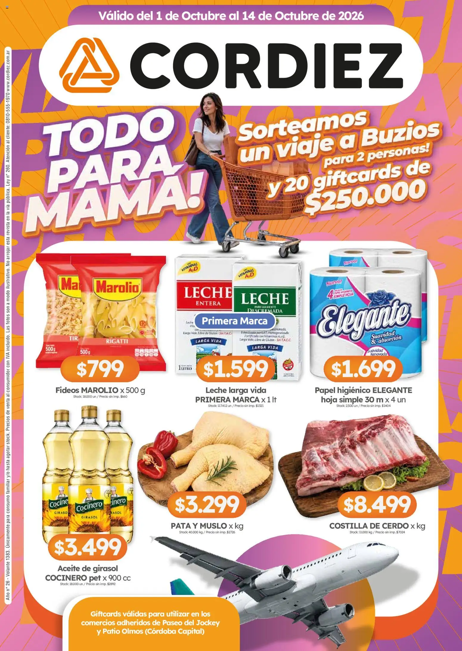 Vista previa del folleto de la tienda Cordiez válido desde el 01/10/2026 - Vitaminas, Aceite, Leche, Cerdo, Fideos, Revista, Papel higiénico, Aceite de girasol