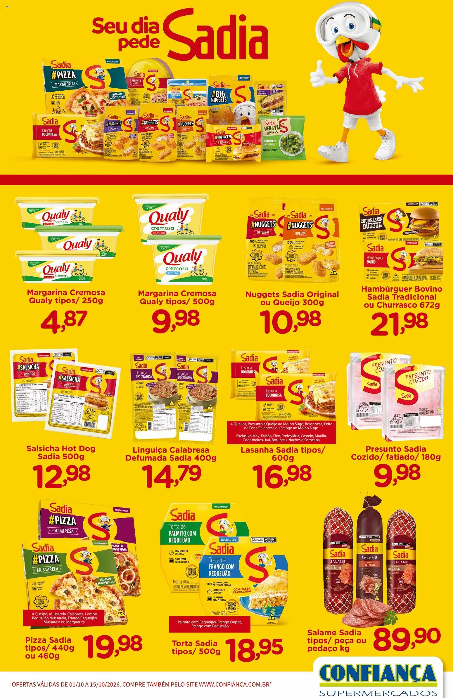 Pré-Visualização do folheto "Confiança ofertas BRF" da loja Confiança válido a partir de 01/10/2026 - Air fryer, Pizza, Hambúrguer, Lasanha, Brócolis, Frango, Peito de frango, Linguiça