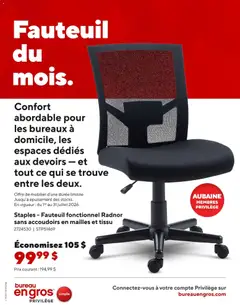 Preview of leaflet Staples circulaire - Fauteuil du mois from shop Staples is valid from Jul 03, 2026