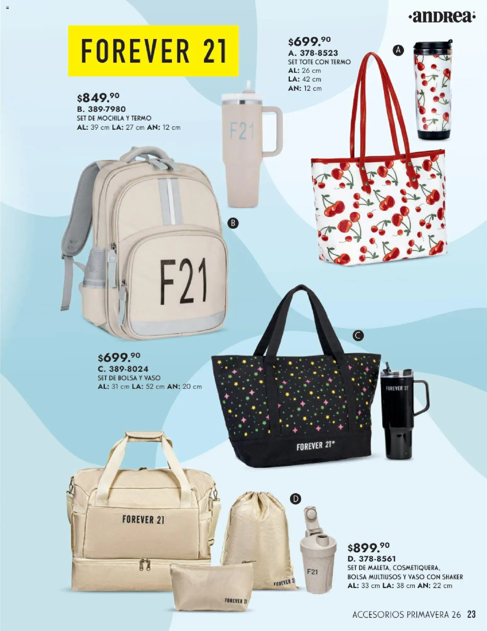 Vista previa las ofertas de la tienda Andrea - Catálogo Primavera desde el 25/01/2026 - Mochila, Bolsa, Termo