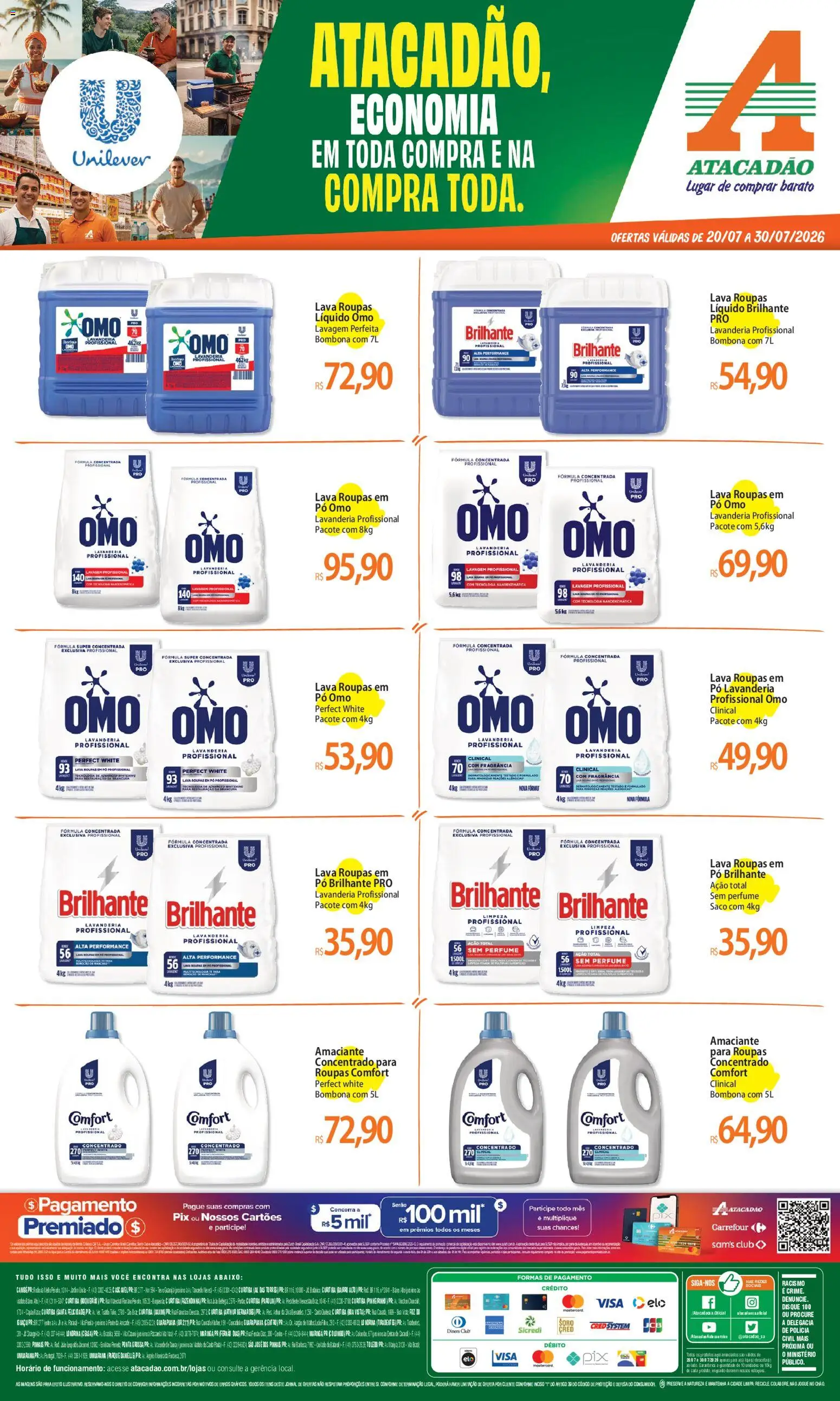Pré-Visualização do folheto "Atacadão ofertas - PR" da loja Atacadão válido a partir de 20/07/2026 - Pá, Perfume, Roupas, Amaciante, Pó, Fragrância, Omo líquido