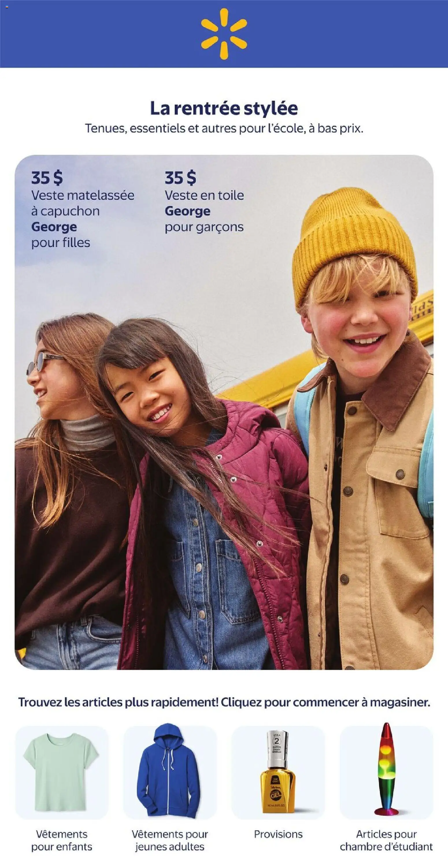 Preview of leaflet Walmart circulaire - La rentrée stylée from shop Walmart is valid from Jul 30, 2026
