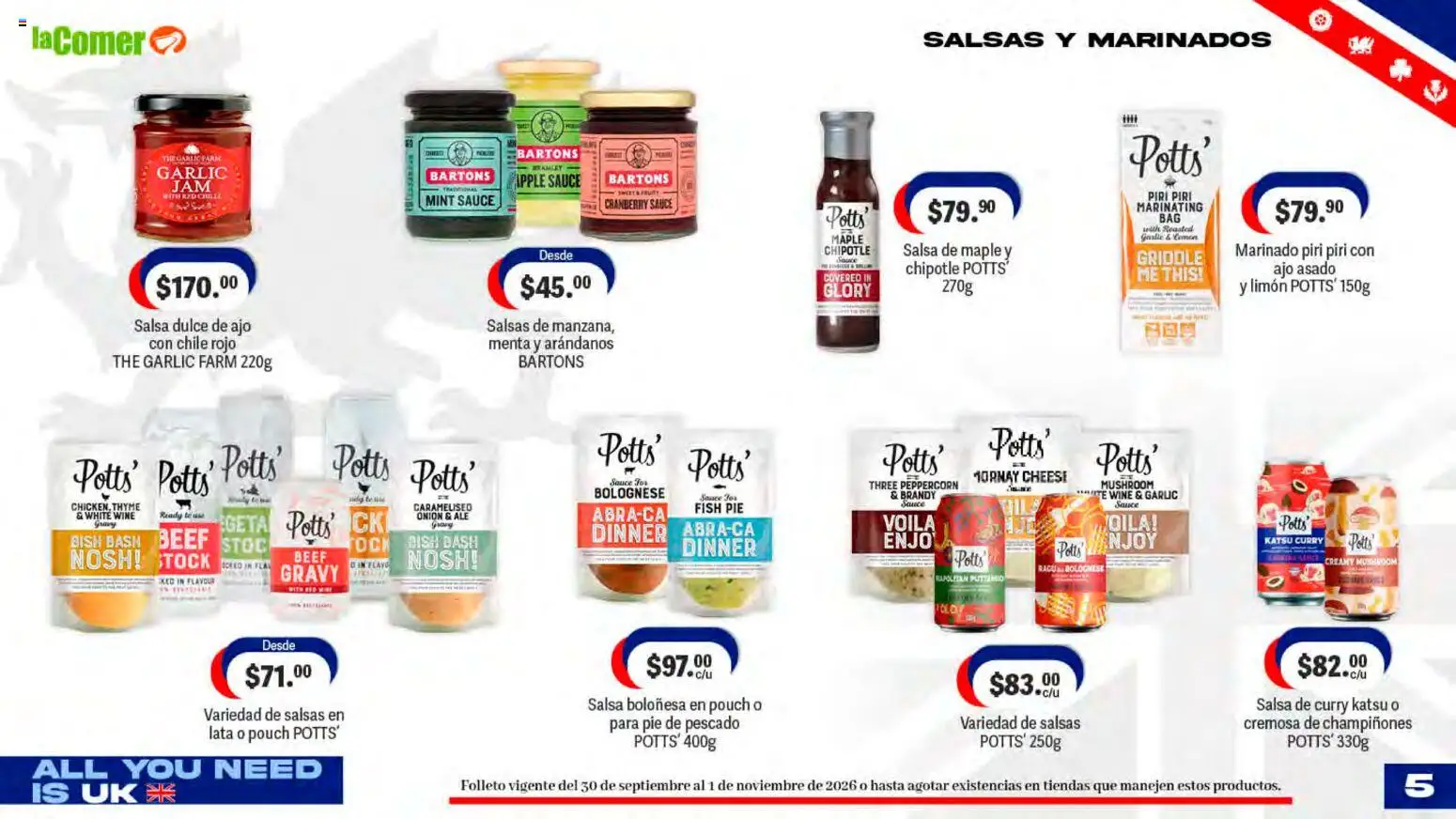 Vista previa las ofertas de la tienda La Comer - La Comer folleto desde el 30/09/2026 - Té, Dulce, Chile, Arándanos, Limón, Salsas, Ajo, Brandy