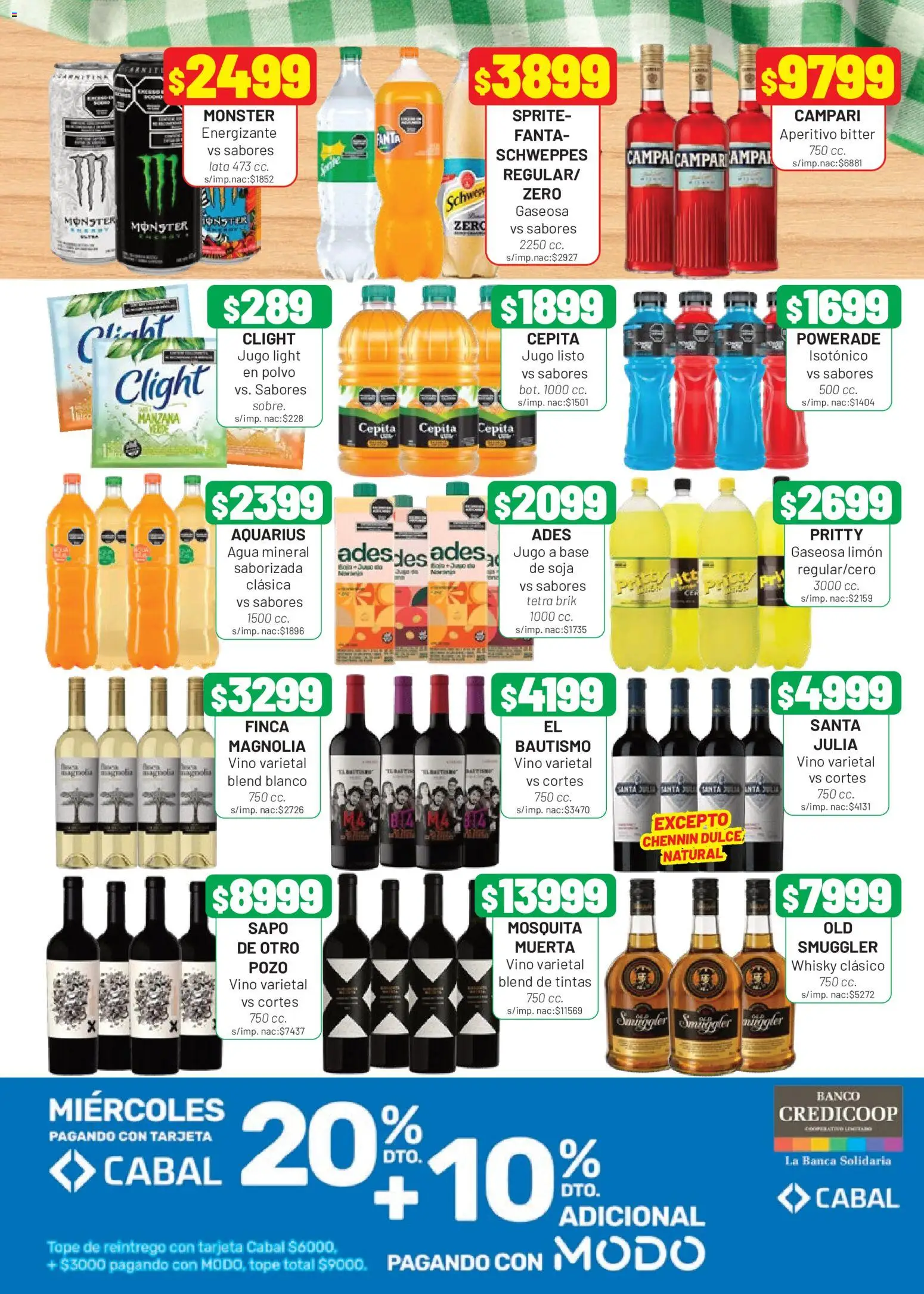 Vista previa del folleto de la tienda Almacor válido desde el 06/08/2026 - Agua, Vino, Campari, Limón, Sprite, Fanta, Agua mineral, Polvo