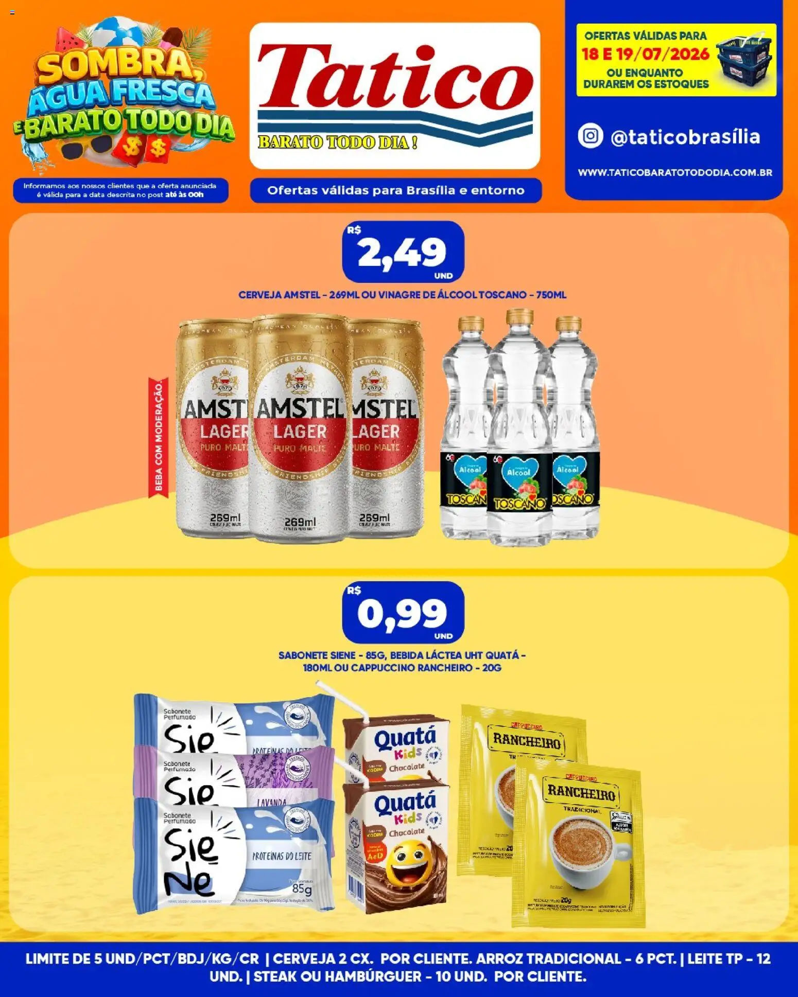 Pré-Visualização do folheto "Tatico ofertas Fim de Semana" da loja Tatico válido a partir de 18/07/2026 - Hambúrguer, Cerveja, Água, Bebida, Álcool, Leite, Cappuccino, Steak