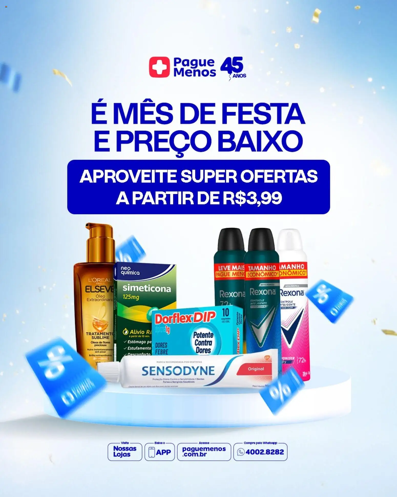 Pré-Visualização do folheto "Pague Menos - Catálogo atual " da loja Pague Menos válido a partir de 04/05/2026 - Flores, Óleo, Baixo, Rexona