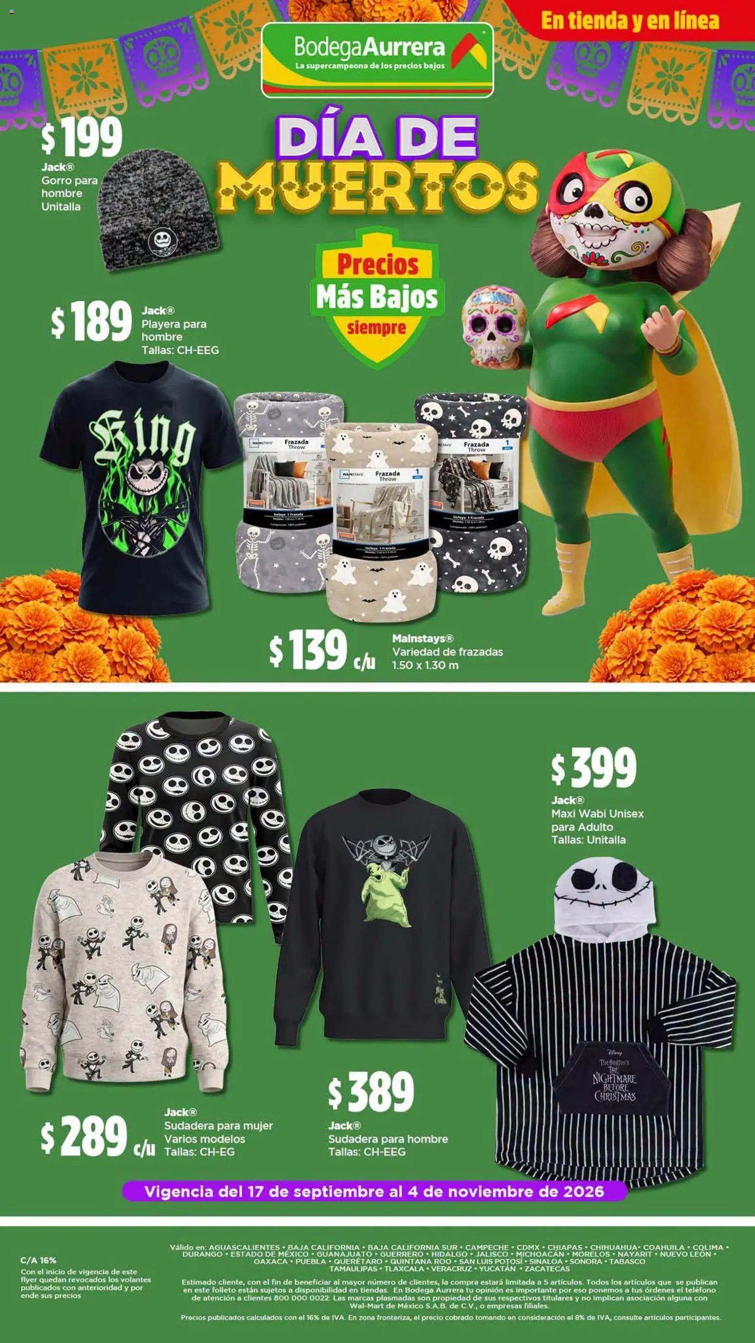 Vista previa las ofertas de la tienda Bodega Aurrerá - Bodega Aurrerá folleto Decora tu hogar esta temporada con los precios más bajos desde el 17/09/2026 - Teléfono, Playera, Sudadera