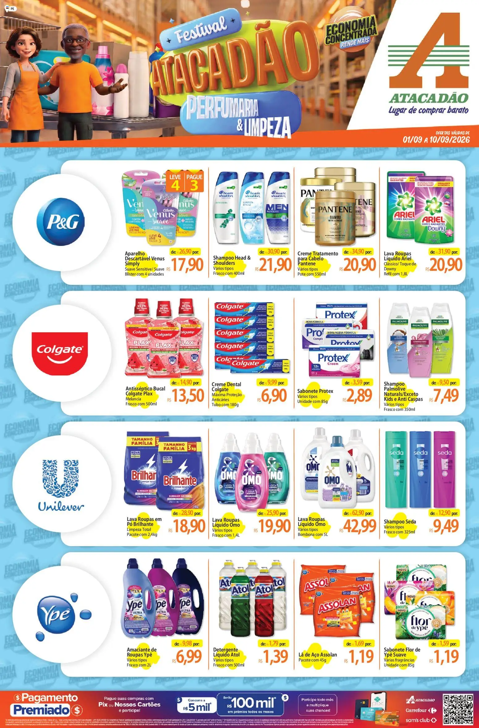 Pré-Visualização do folheto "Atacadão ofertas - PE" da loja Atacadão válido a partir de 01/09/2026 - Shampoo, Roupas, Melancia, Ariel, Detergente, Creme, Amaciante, Creme dental