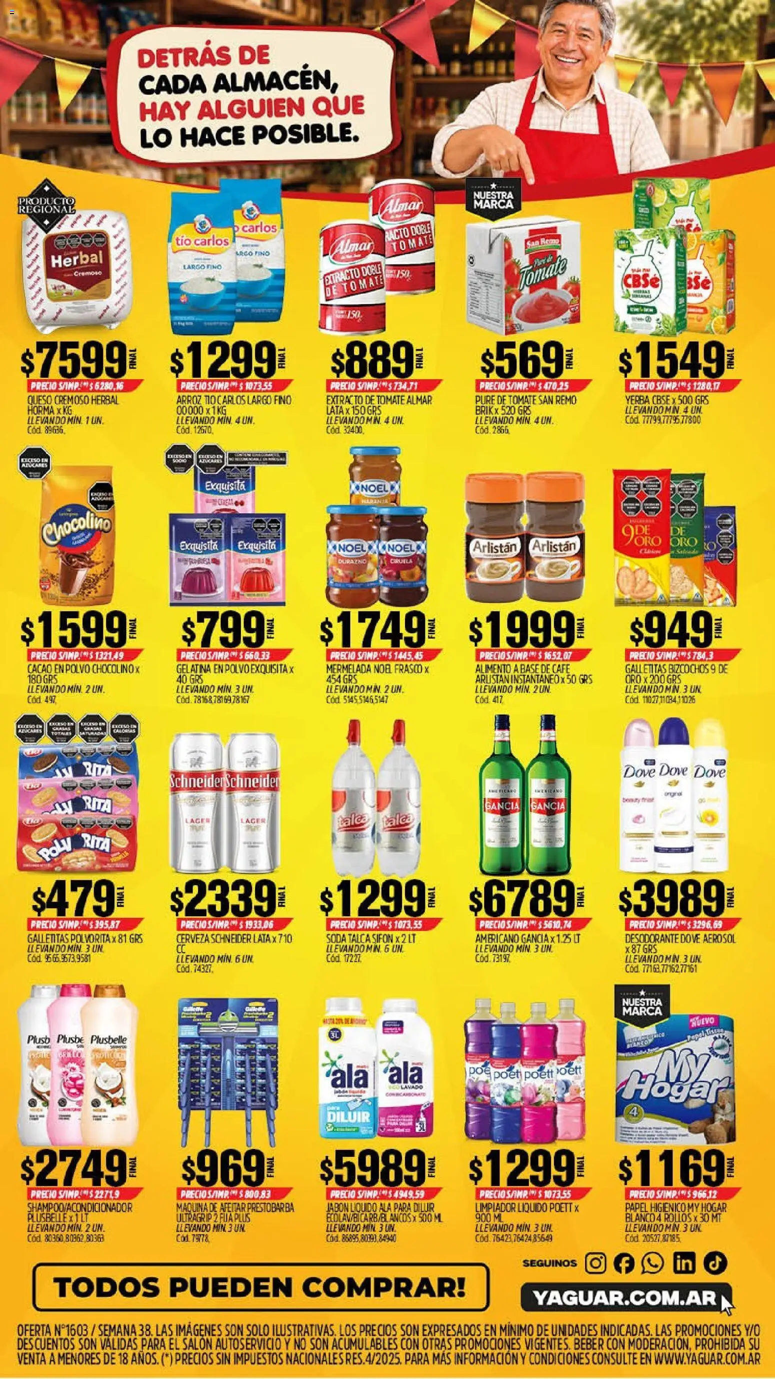 Vista previa del folleto de la tienda Yaguar válido desde el 14/09/2026 - Cerveza, Tomate, Gelatina, Maquina de afeitar, Jabón, Bizcochos, Pure de Tomate, Puré