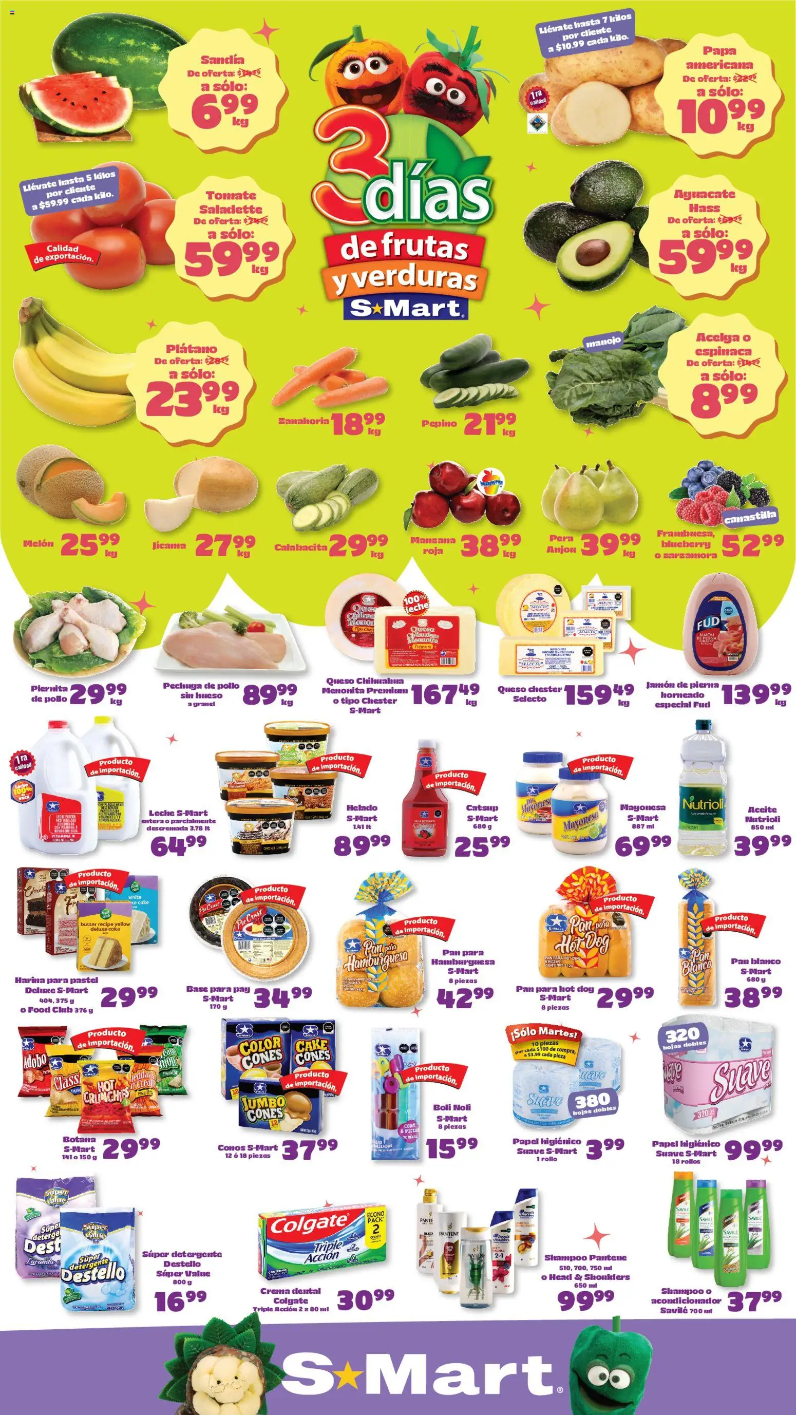 Vista previa las ofertas de la tienda S-Mart - S-Mart folleto Juárez desde el 05/05/2026 - Pastel, Sandía, Crema, Harina, Mayonesa, Pepino, Melón, Kétchup