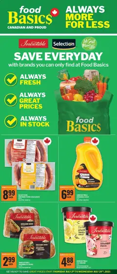 Preview of leaflet Food Basics More for less flyer - Cornwall from shop Food Basics is valid from Jul 02, 2026