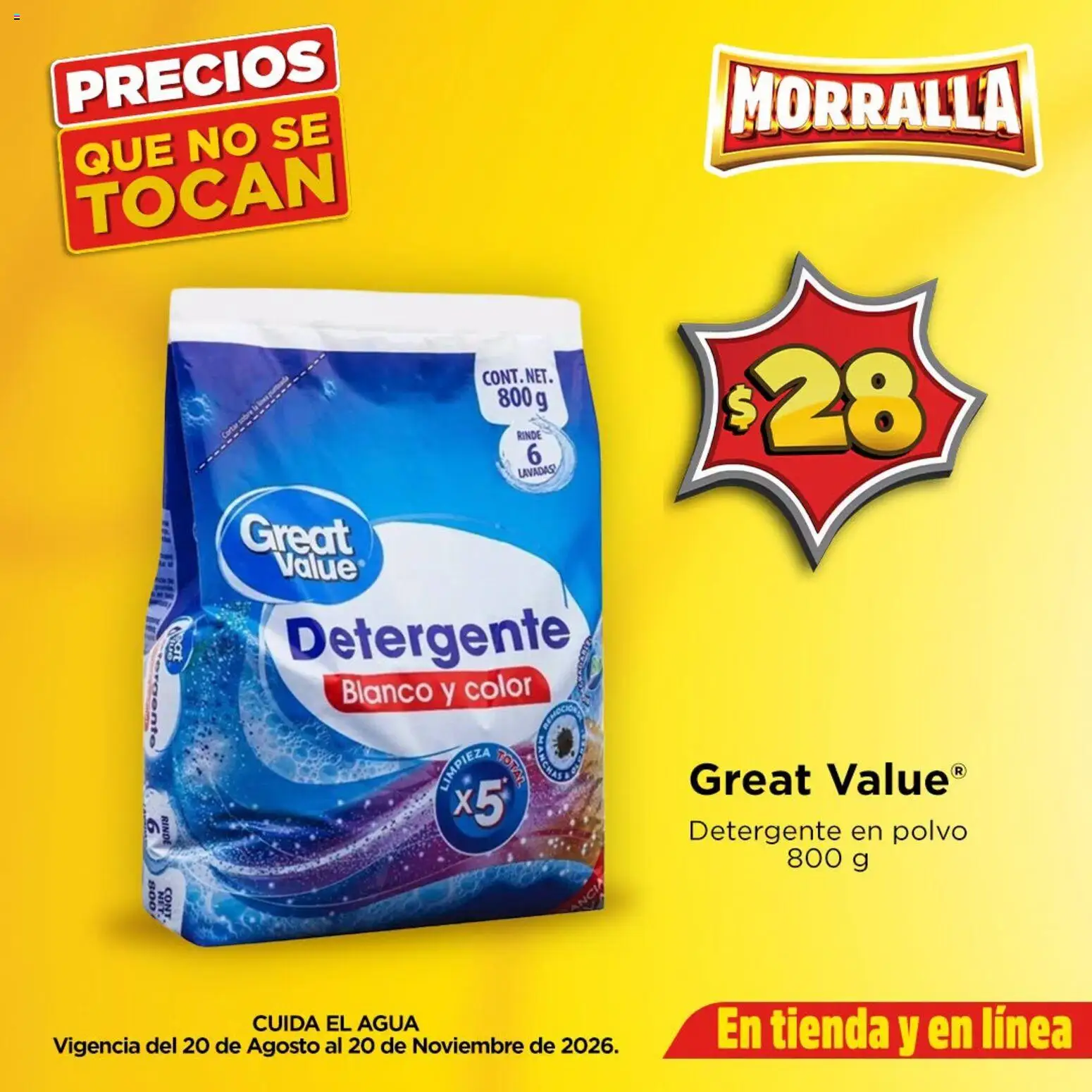 Vista previa las ofertas de la tienda Bodega Aurrerá - Bodega Aurrerá folleto ¡Limpia, suaviza y elimina manchas! desde el 20/09/2026 - Agua, Detergente, Polvo, Detergente en polvo