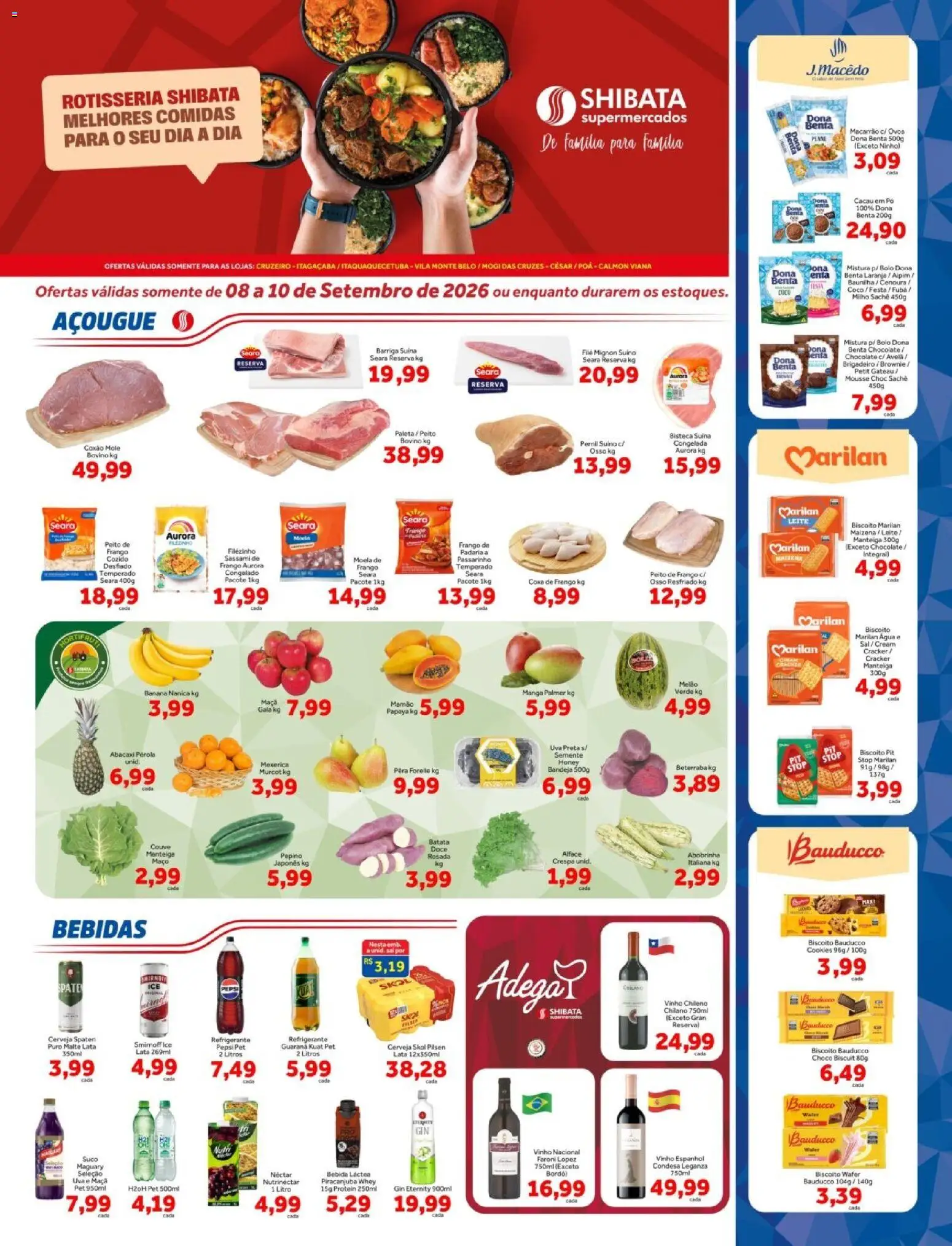 Pré-Visualização do folheto "Shibata ofertas Cruzeiro, Itaqua, Mogi César e Poá" da loja Shibata válido a partir de 08/09/2026 - Coco, Biscoito, Beterraba, Milho, Baunilha, Guaraná, Moela, Coxa de frango