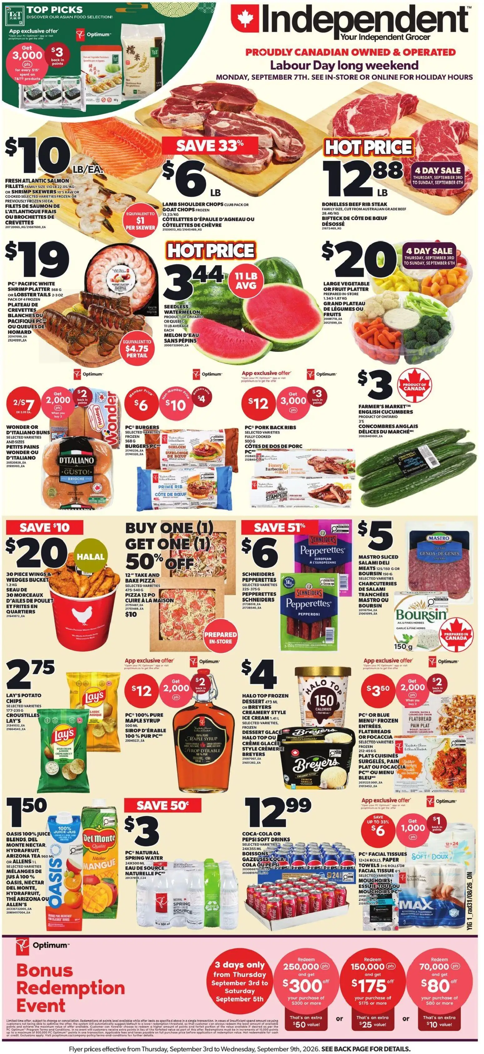 Preview of leaflet Independent Grocer weekly flyer / circulaire from shop Independent Grocer is valid from Sep 03, 2026