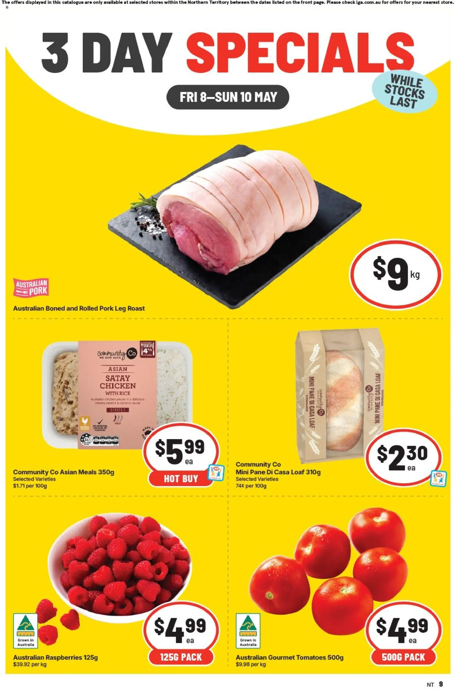 Preview of catalogue 3 Day Specials NT from shop IGA valid 08/05/2026