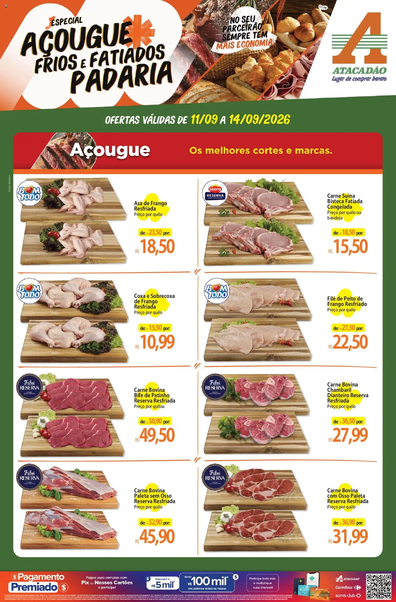 Pré-Visualização do folheto "Atacadão ofertas - PB" da loja Atacadão válido a partir de 11/09/2026 - Carne, Frango, Bandeja, Carne bovina, Asa de frango, Frango resfriado