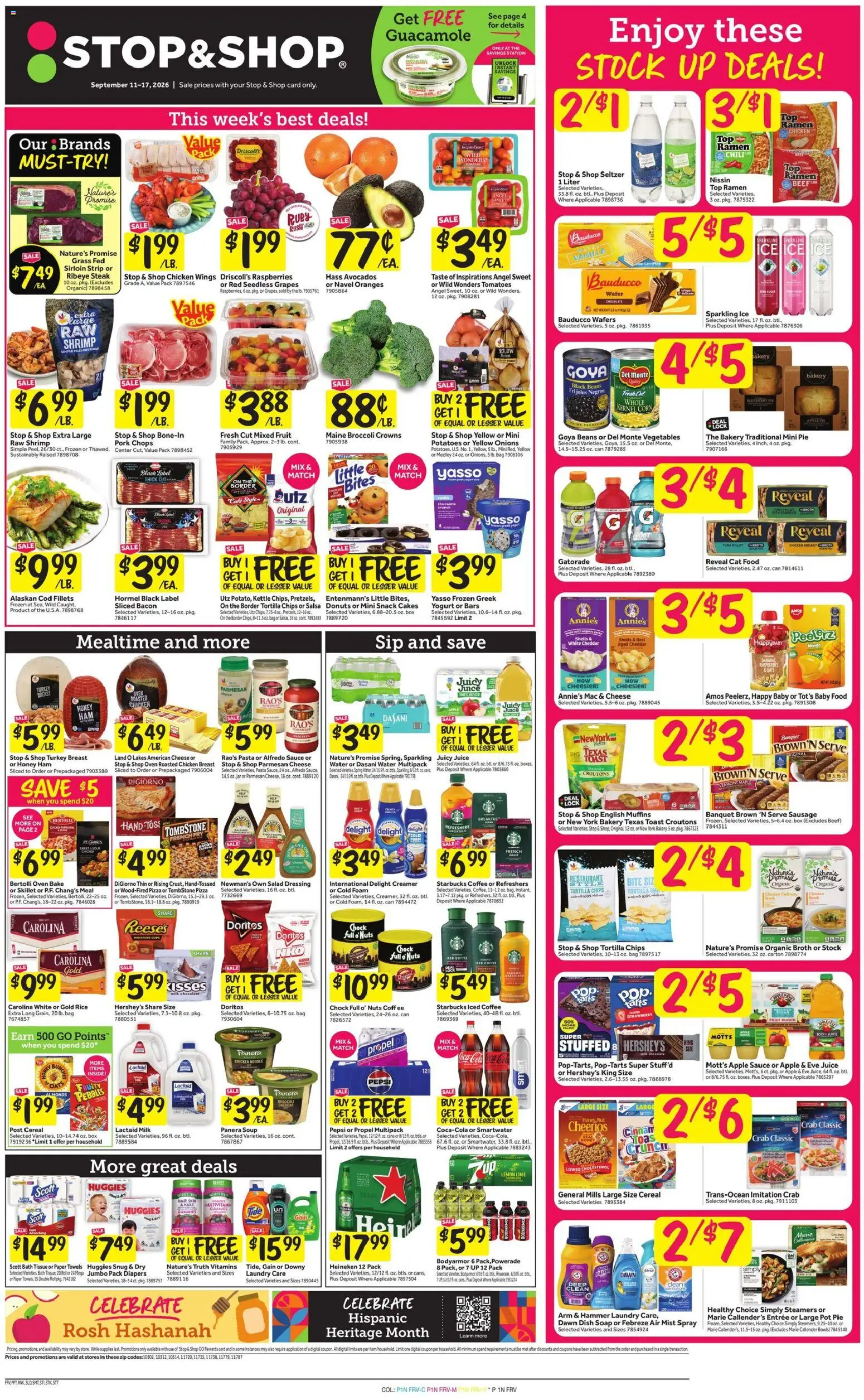 Ad Preview of Stop & Shop Stop & Shop Weekly Ad from 09/11/2026 - Pasta, Fruit, Honey, Broccoli, Cheese, Diapers, Bacon, Bath