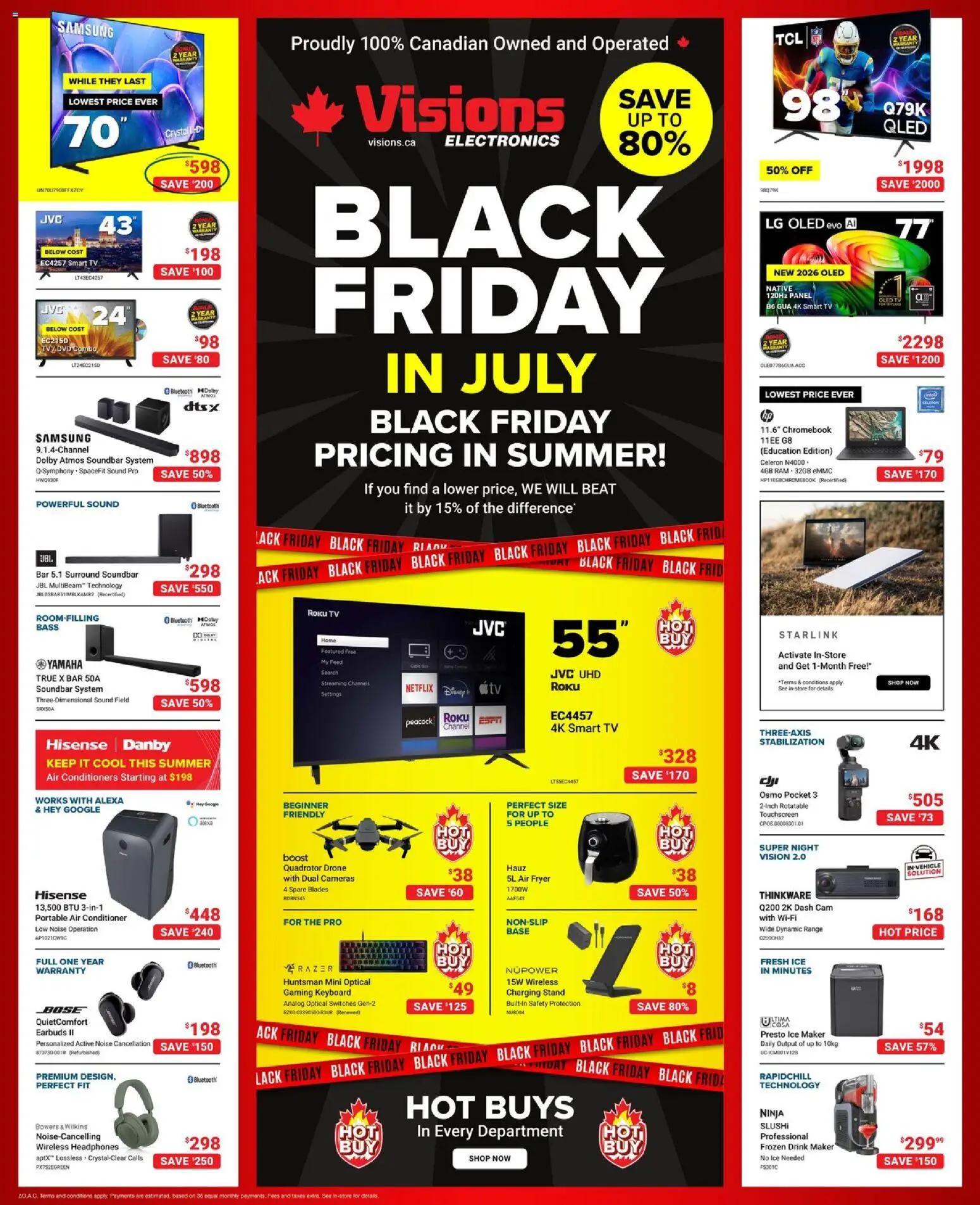 Preview of leaflet Visions weekly flyer / circulaire from shop Visions is valid from Jul 17, 2026 - Tv, Keyboard, Headphones, Ice, Wireless headphones, Soundbar, Conditioner, Fryer