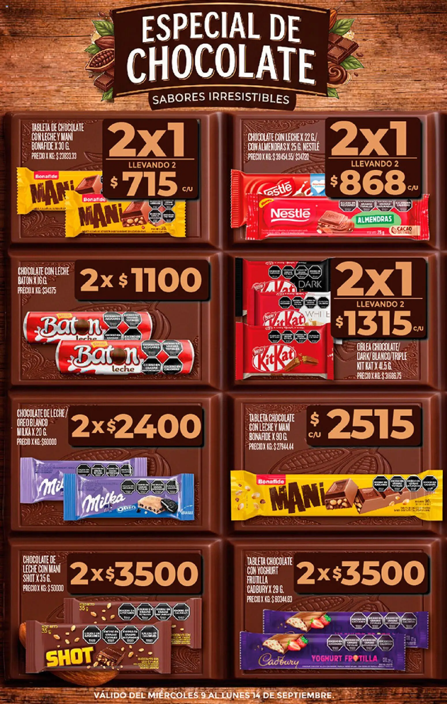 Vista previa del folleto de la tienda Dia válido desde el 08/09/2026 - Chocolate, Frutilla, Leche, Almendras, Mani, Cacao, Tableta, Tableta de chocolate