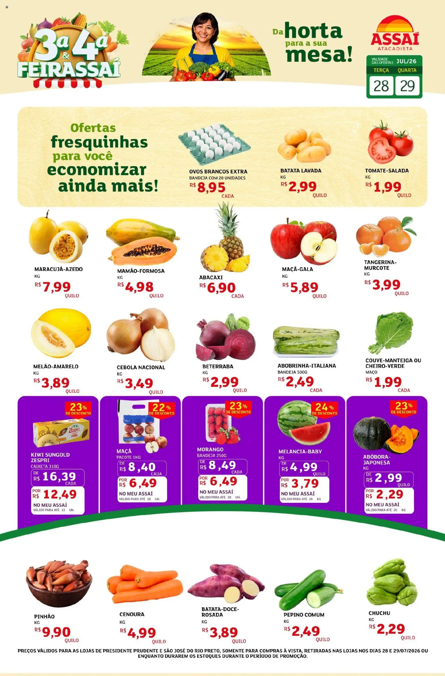 Pré-Visualização do folheto "Assaí Atacadista ofertas - SP" da loja Assaí Atacadista válido a partir de 28/07/2026 - Mesa, Kiwi, Ovos, Abacaxi, Chuchu, Batata, Beterraba, Cebola