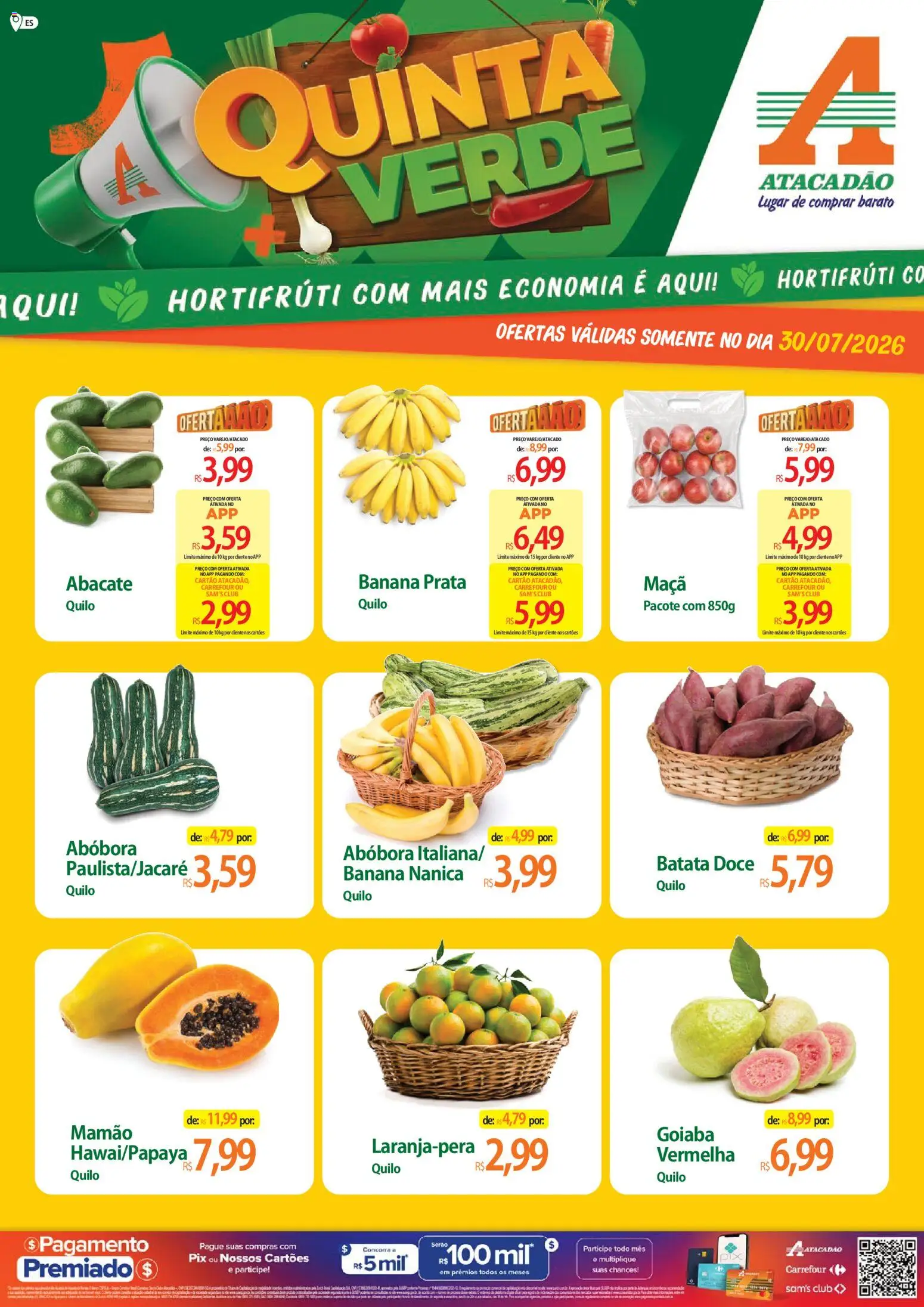 Pré-Visualização do folheto "Atacadão ofertas - ES" da loja Atacadão válido a partir de 30/07/2026 - Abóbora, Doce, Batata, Goiaba, Abacate, Mamão