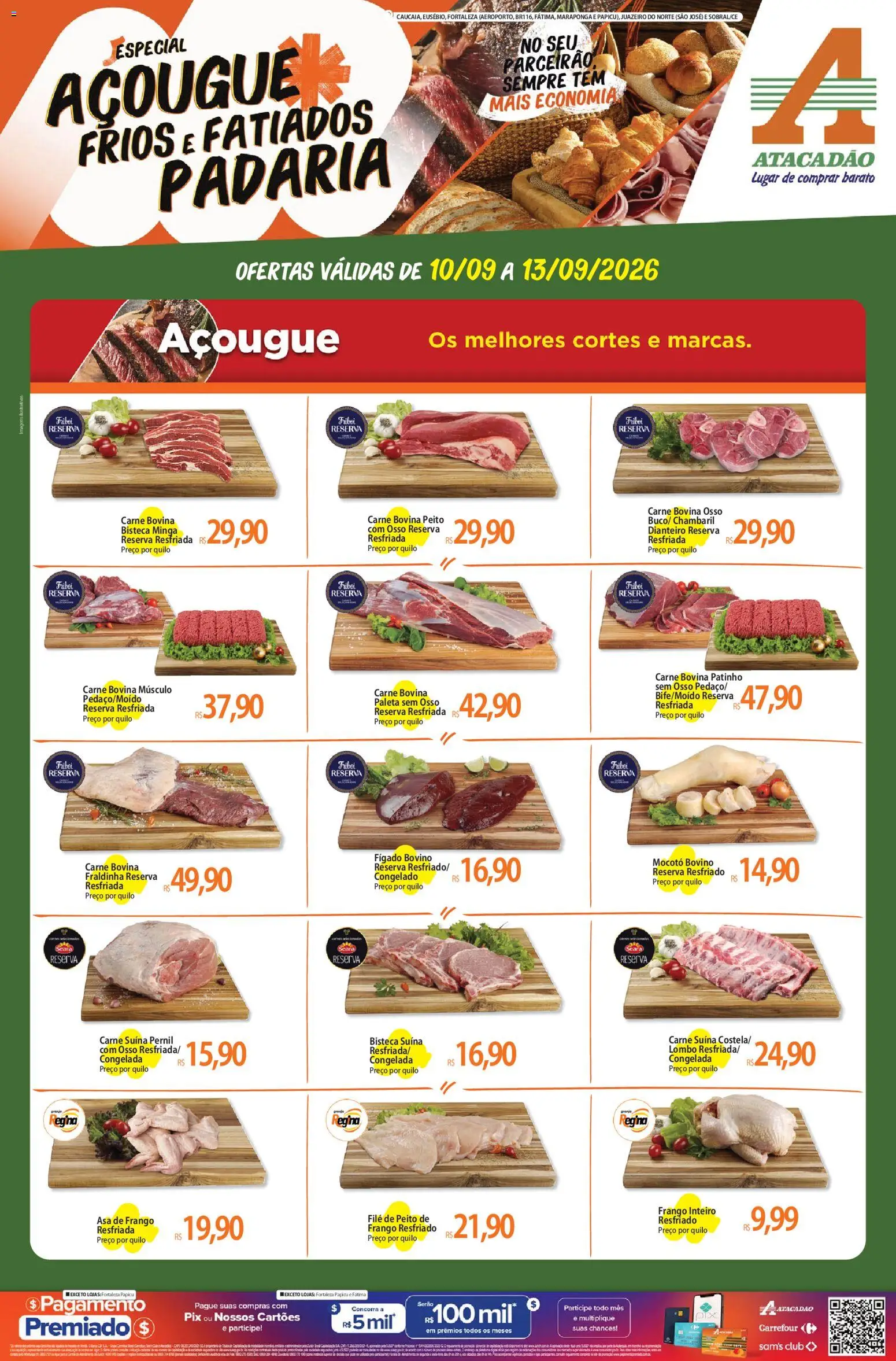 Pré-Visualização do folheto "Atacadão ofertas - CE" da loja Atacadão válido a partir de 10/09/2026 - Carne, Frango, Peito de frango, Fraldinha, Pernil, Carne bovina, Frango resfriado, Carne bovina músculo