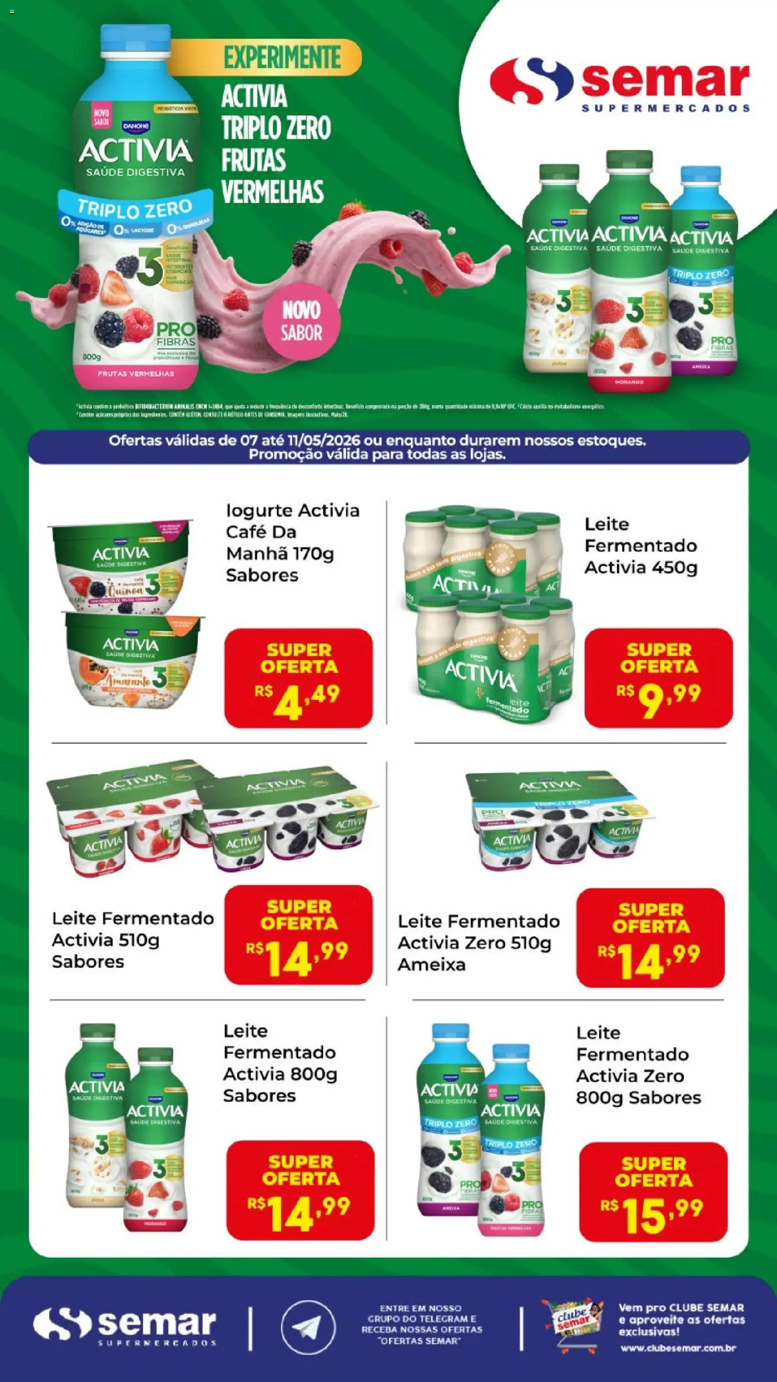 Pré-Visualização do folheto "Semar Supermercado ofertas Activia" da loja Semar Supermercado válido a partir de 07/05/2026