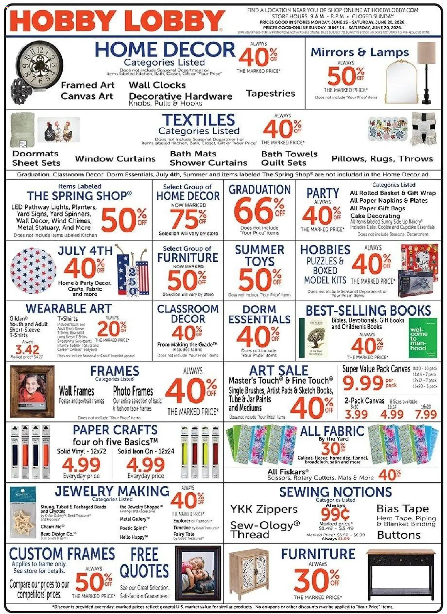 Ad Preview of Hobby Lobby Hobby Lobby Weekly Ad from 06/14/2026