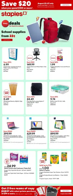 Preview of leaflet Staples weekly flyer / circulaire from shop Staples is valid from Aug 21, 2026