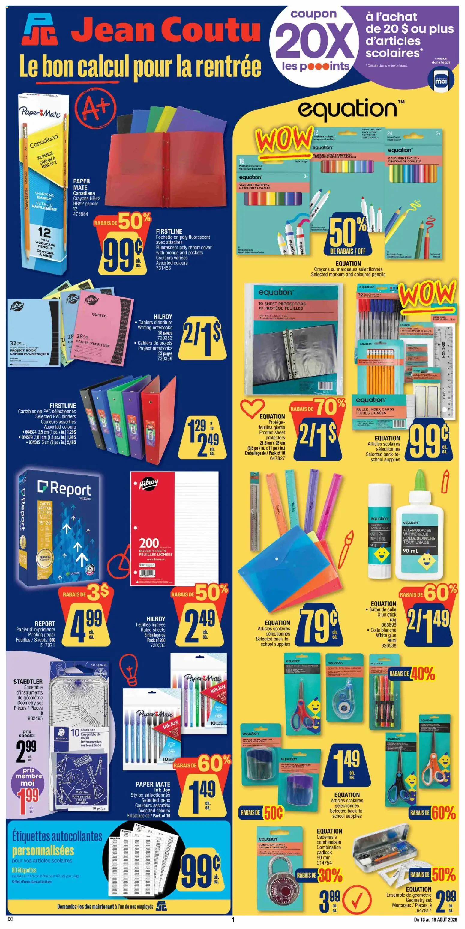 Preview of leaflet Jean Coutu - Livret scolaire from shop Jean Coutu is valid from Aug 13, 2026