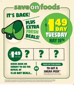 Un aperçu du dépliant Save on foods weekly flyer / circulaire du magasin Save on foods est valide à partir 21 mai 2026