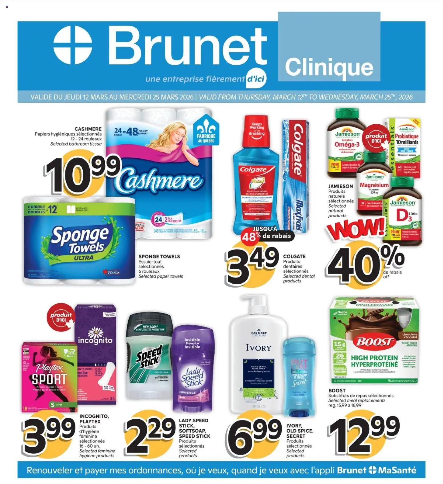 Preview of leaflet Brunet flyer - Clinique from shop Brunet is valid from Mar 12, 2026 - Chocolate, Protein, Paper towels, Towels, Sponge, Body wash