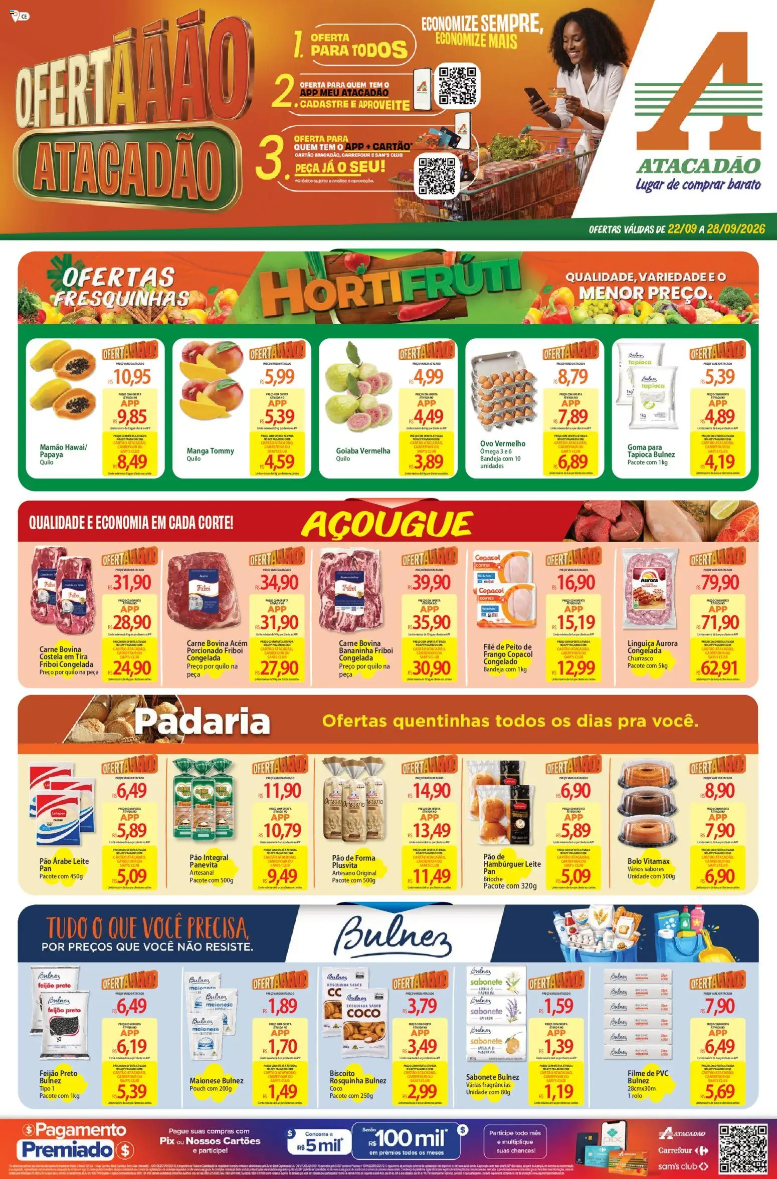 Pré-Visualização do folheto "Atacadão ofertas - CE" da loja Atacadão válido a partir de 22/09/2026 - Porta, Tapioca, Feijão, Leite, Bandeja, Carne bovina, Ômega, filme de PVC
