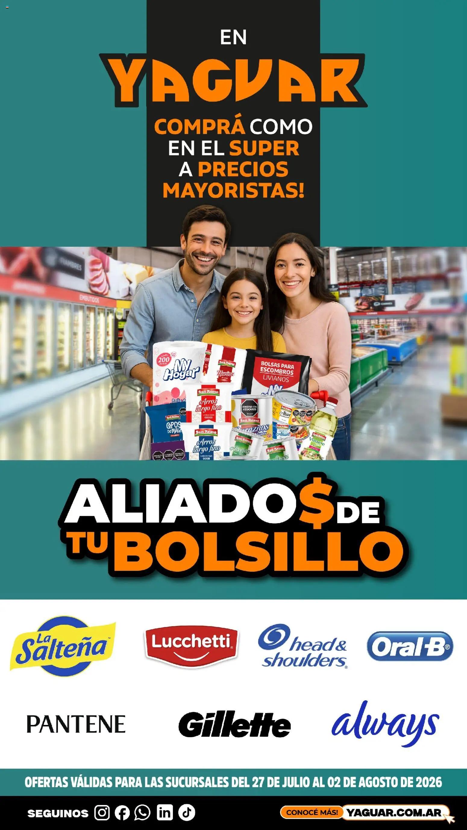 Vista previa del folleto de la tienda Yaguar válido desde el 27/07/2026 - Arroz, Vinagre, Embutidos, Copos