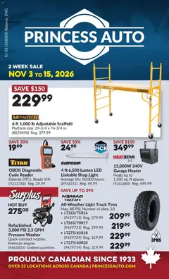Preview of leaflet Princess Auto flyer - 2 Week Sale! from shop Princess Auto is valid from Nov 01, 2026